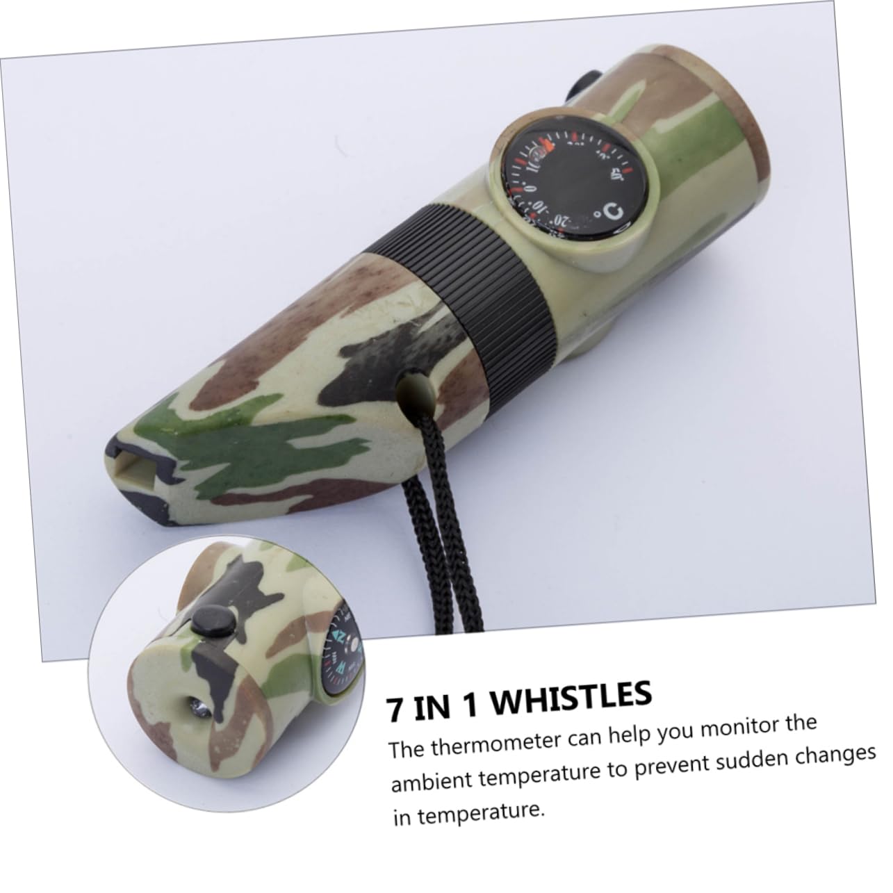 Mipcase Sifflet De Survie en Plein Air De Plein Air Sifflet Coulissant Turbo Bac De Rangement Bac Rangement Thermomètre Sifflet 7 en 1 Sifflet Multifonction Abdos