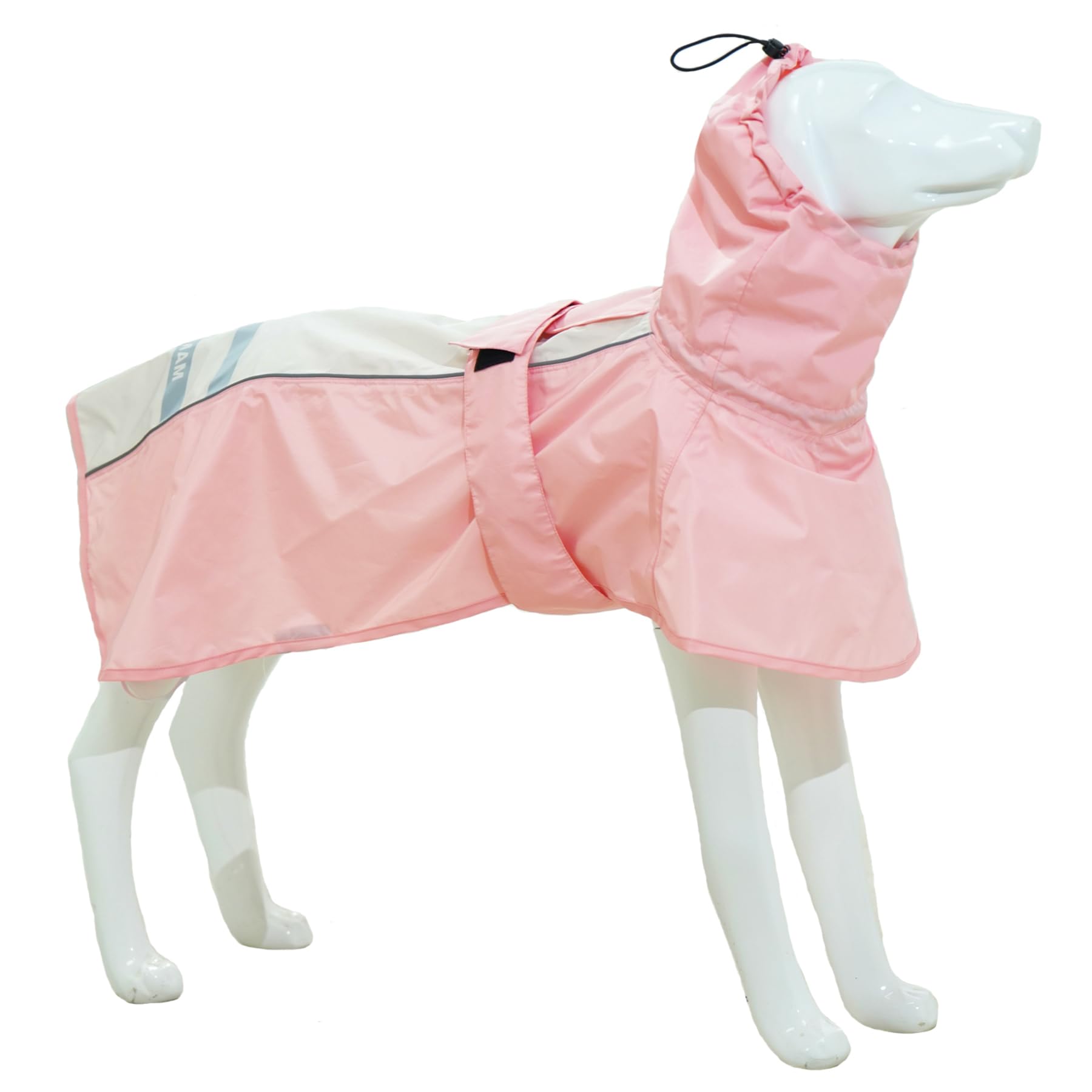 Waterproof Dog Raincoat with Reflective Strip, Adjustable Breathable Rain Coat Jacket with Leash Hole for Dogs (Pink&White