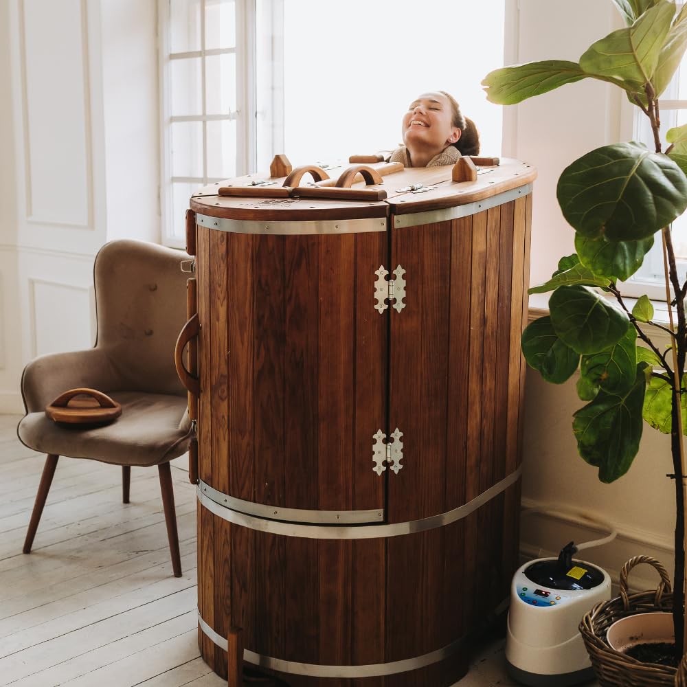 Set rotondo – Sauna compatta a vapore per interni con design Head-Out