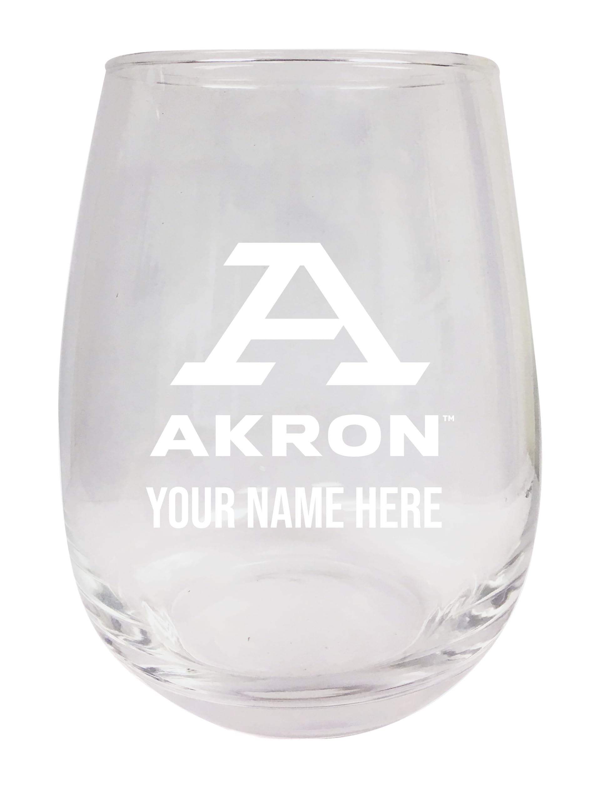 R and R Imports Akron Zips Customizable 15 oz Engraved Stemless Wine Glass Officially Licensed Collegiate Product Single Unit