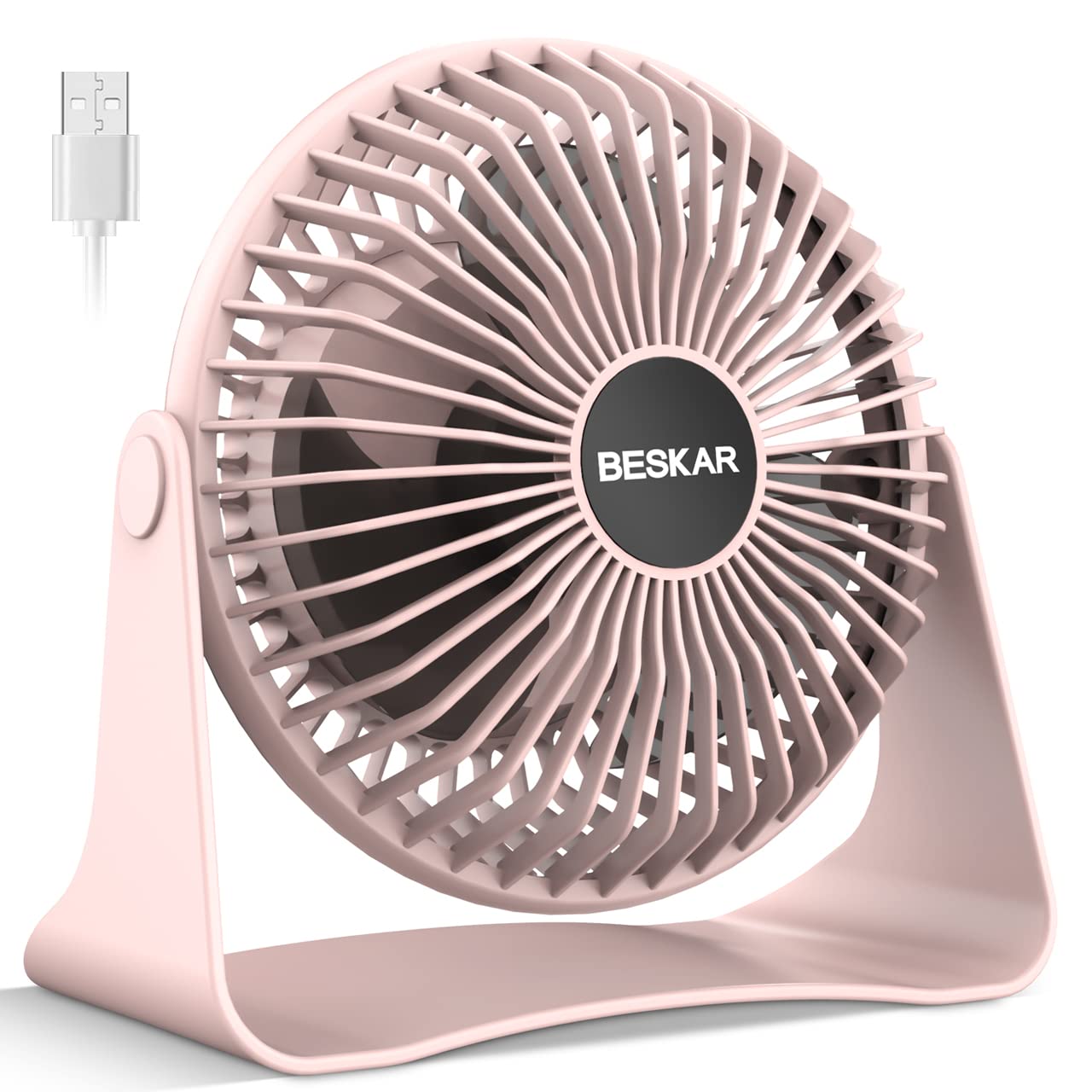Ventilador de escritorio pequeño USB, ventiladores portátiles con 3 velocidades de flujo de aire fuerte, funcionamiento silencioso y rotación de 360°, ventilador de mesa personal para el hogar,
