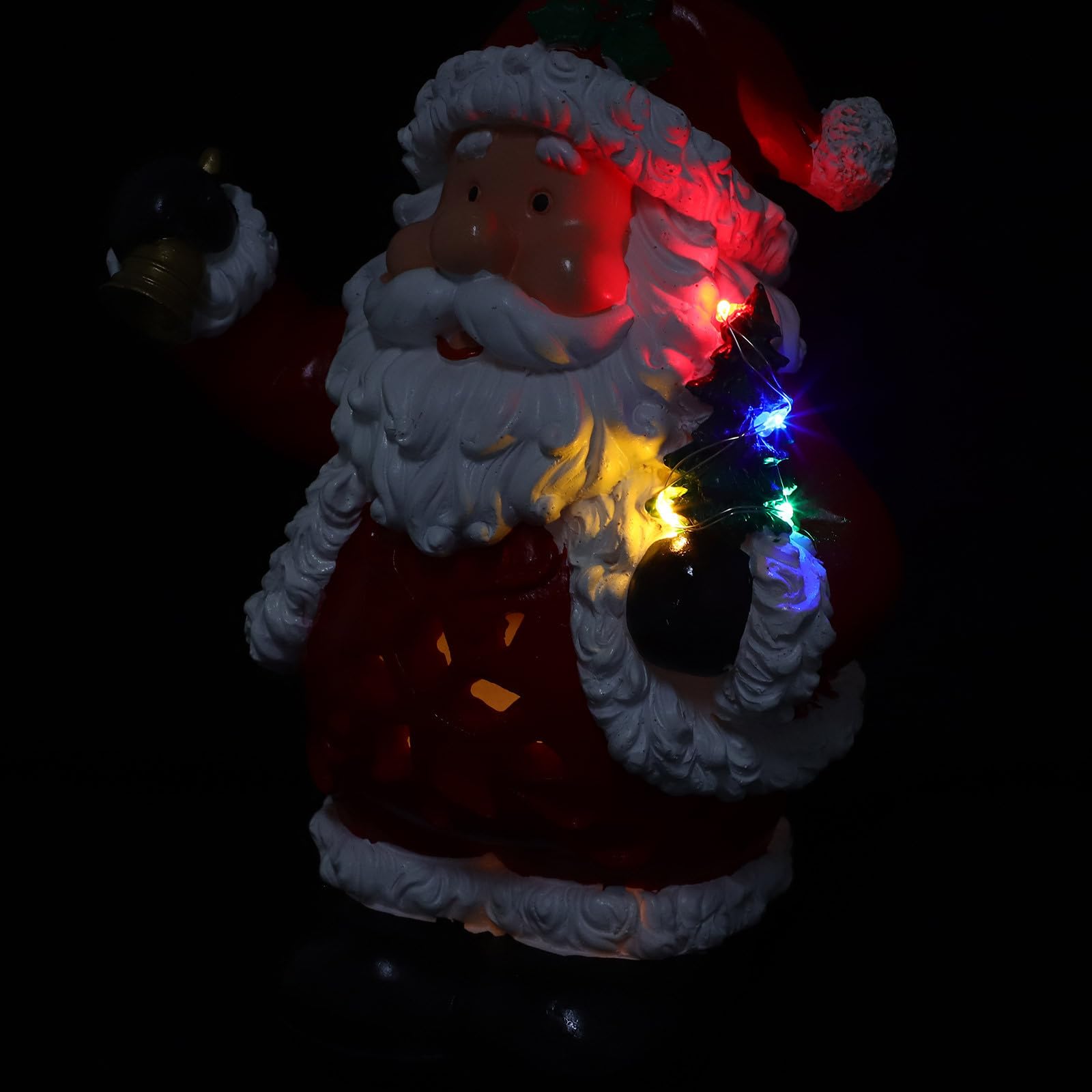 USHOBE Statua Natalizia in Resina Rossa con Musica e Doppia Alimentazione USB per Decorazioni Festive in Hotel e Casa