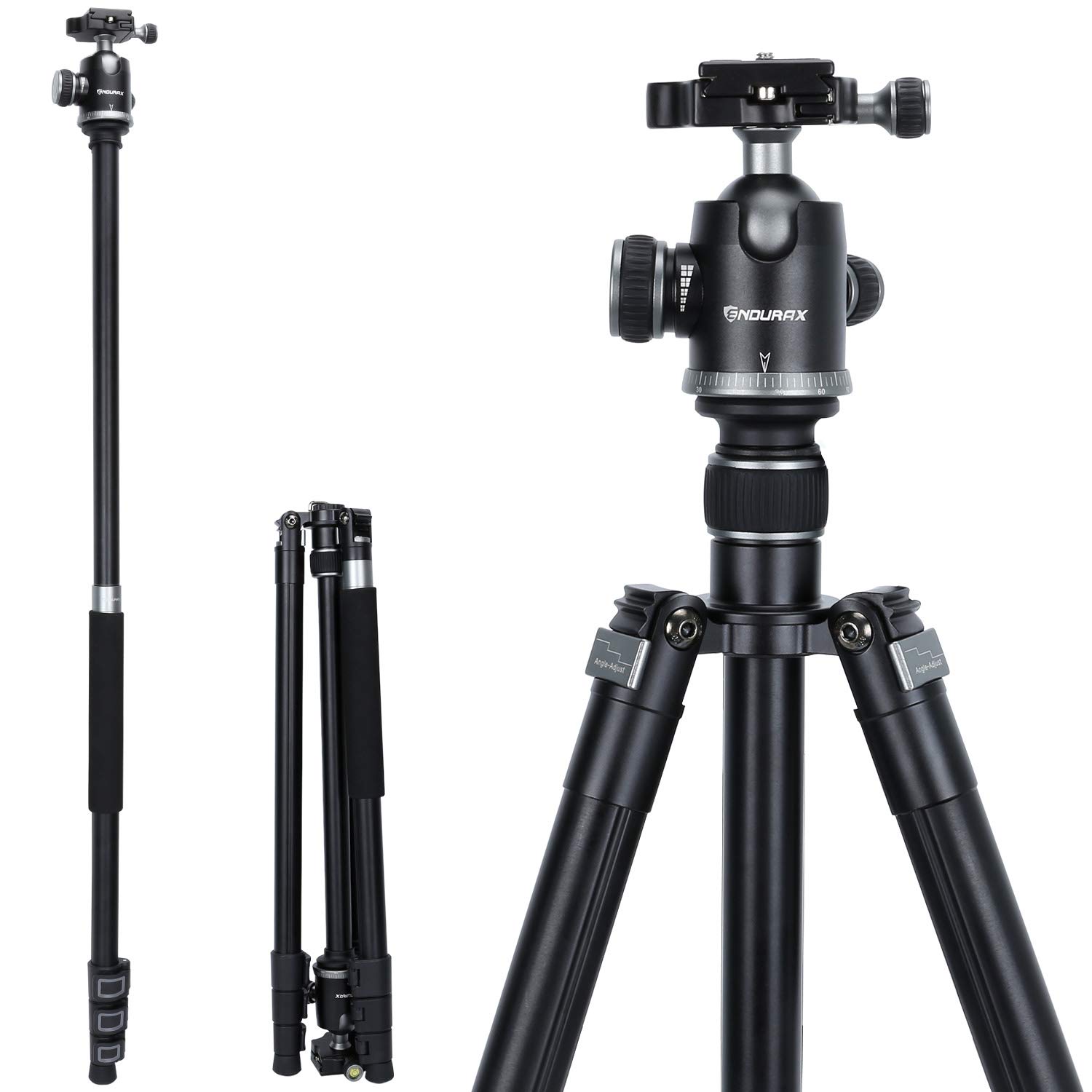 Endurax 78" Professional Camera Tripod for Canon Nikon Lightweight Aluminum Travel Tripod for Photography with 360 Degree Ball Head and Carrying Case Load Up to 17.6 lb