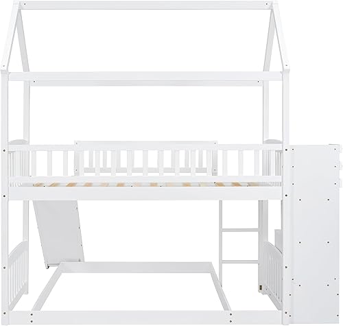 Miniatura 27 de Marco de litera con tobogán, no necesita somier, gris, individual sobre individual Gris,Blanco,https://www.amazon.com/dp/undefined