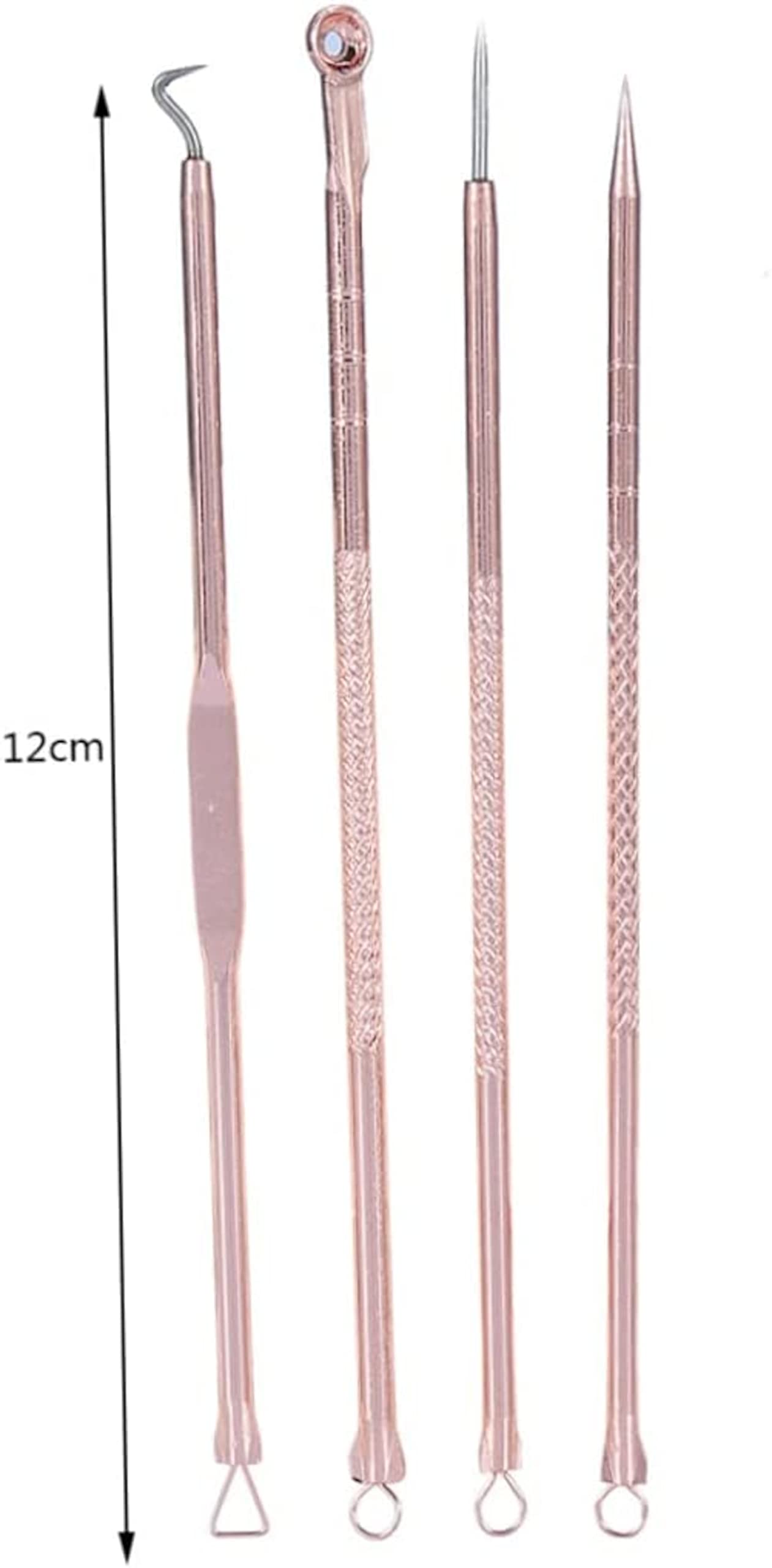 50x Mitesserentferner 4er Set aus Edelstahl Rosegold Blackhead Remover Porenreiniger für Behandlung v. Pickeln und Akne (50x Set)
