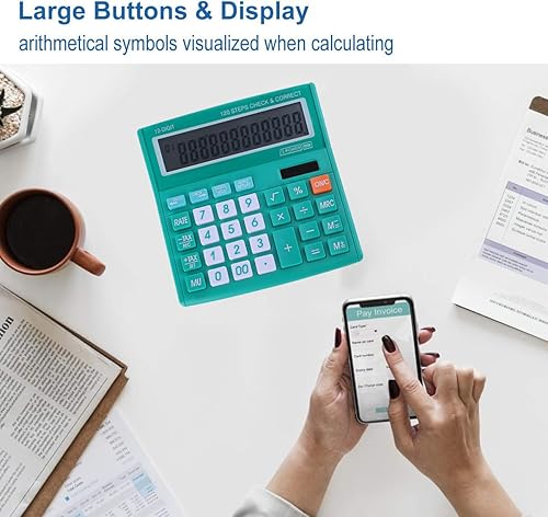 Miniatura 5 de Calculadora de escritorio de oficina de 12 dígitos con energía solar y pantalla LCD HD fácil de leer, botones grandes, para asuntos financieros,