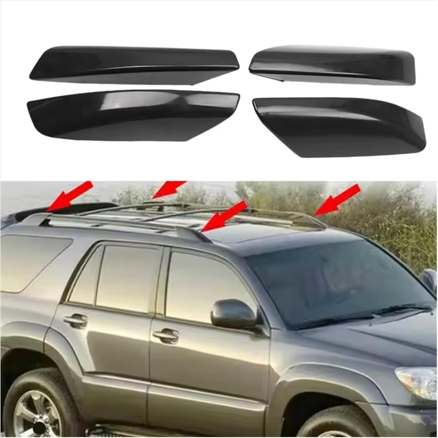 Car Roof Rack Cross Bars Car Roof Rack Rail Cover for Toyota for 4Runner 2003-2009 Luggage Lid Bar Part End Shell Cap Roof Bars