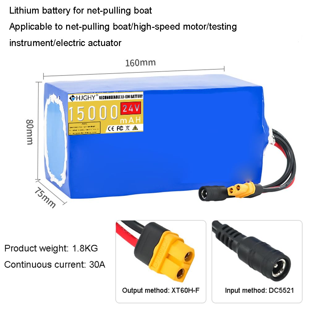 Batterie au Lithium Rechargeable pour Bateau Nest 24 V 10 Ah 12 Ah 15 Ah 20 Ah 25 Ah 30 Ah Batterie de Remplacement pour Bateau télécommandé Net Boat 24 V