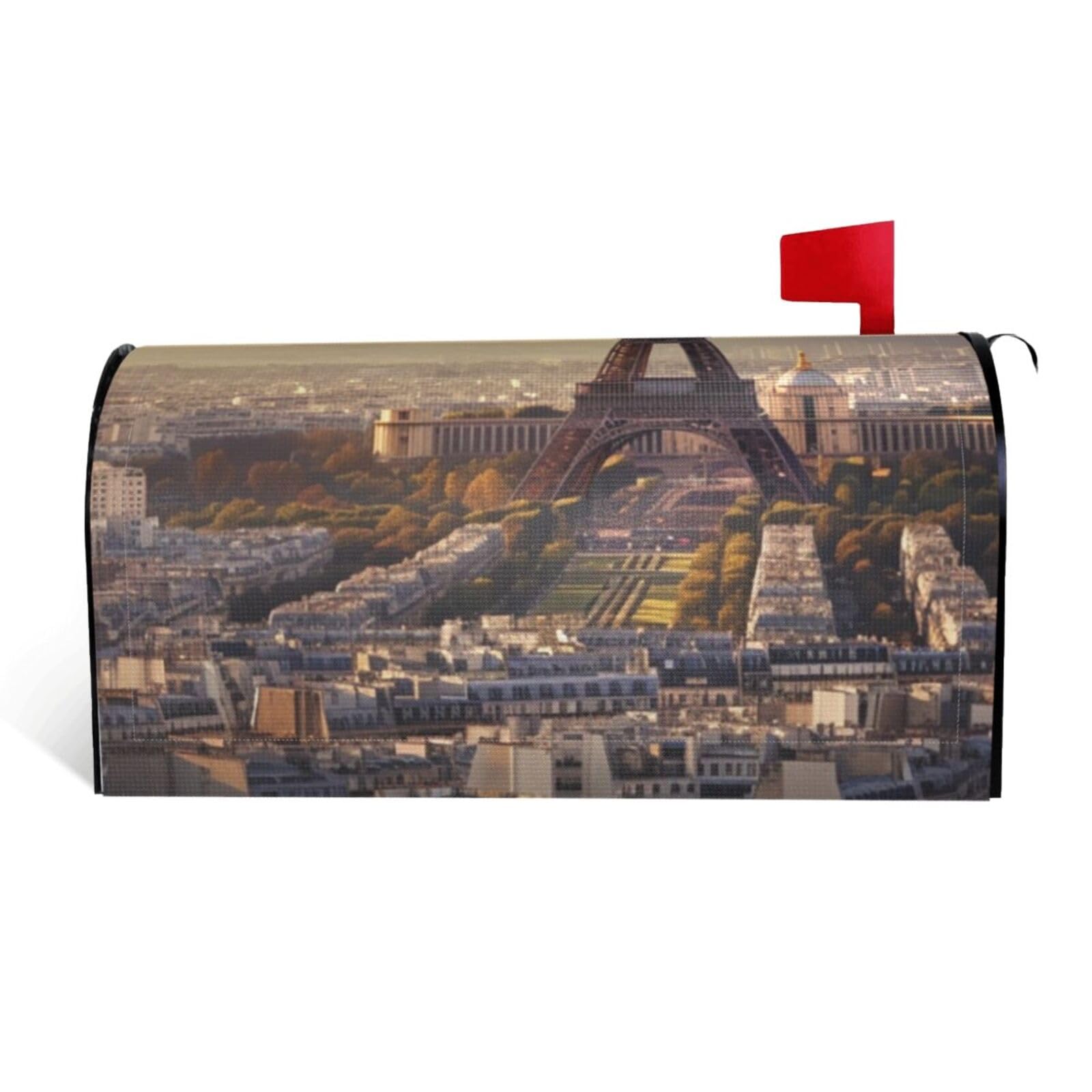 Eiffel Tower and City Mailbox Covers Magnetic Standard Size 25.5x21 in, Decorative Post Letter Box Cover Waterproof Mailbox Wraps Outdoor Post Wraps for Garden Yard Home Decor