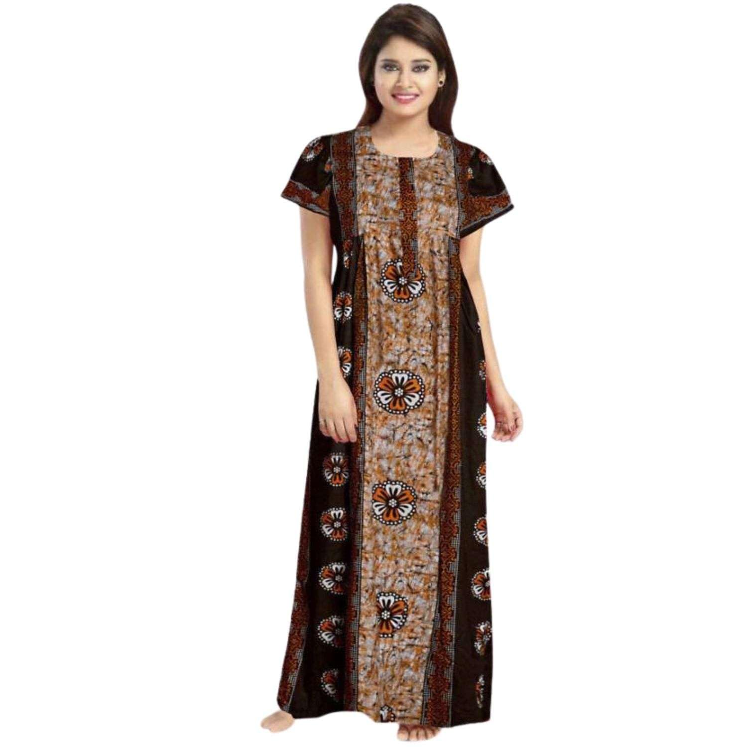 Women Flower Printed Casual Wear Cotton Nighty / Gown_MFNT5002-image-30