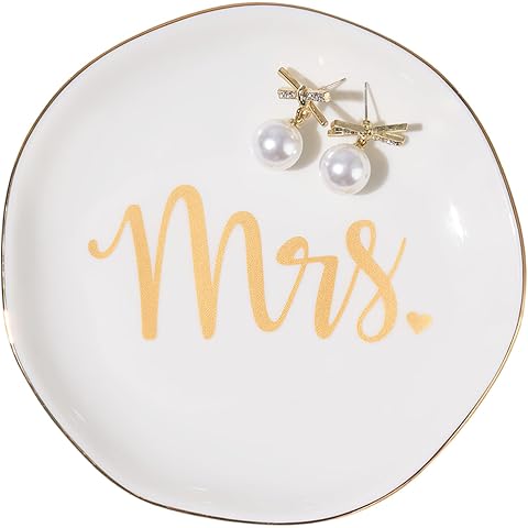 Mrs. Ring Dish Trinket Jewelry Tray Ring Holder Engagement Gifts for Couples Newly ...