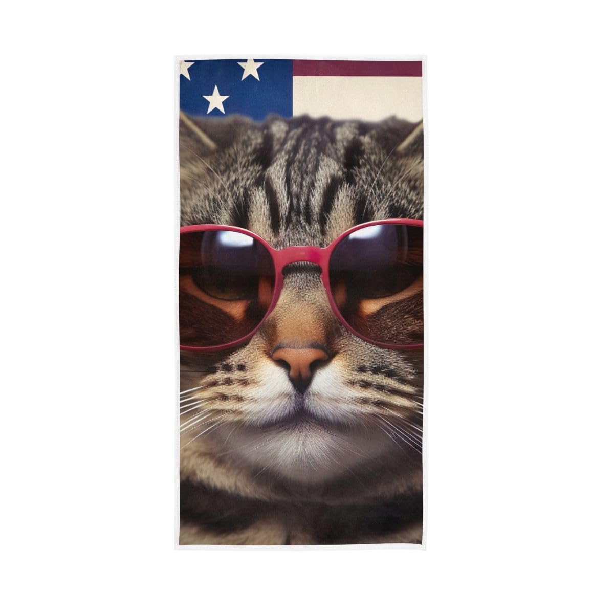LSRCPD Funny Cat with Sunglasses US Flag Hand Towels Soft Washcloths Cotton Hand Towels 15 x 30 Inch