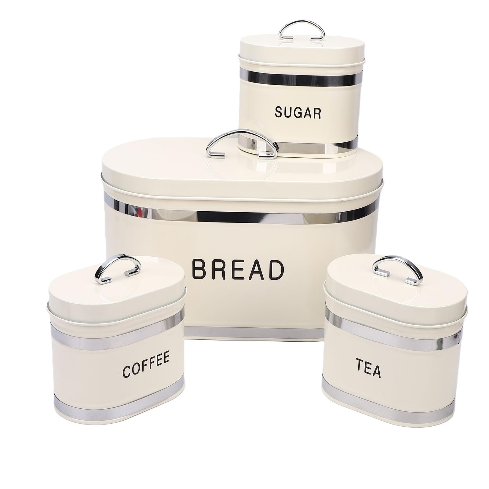 Rengue Portapane per Bancone della, Portapane in Metallo con Chiusura Ermetica, Elegante Set di Contenitori per Conservare Zucchero, tè e caffè, Perfetto per i Panettieri Domestici (WHITE)