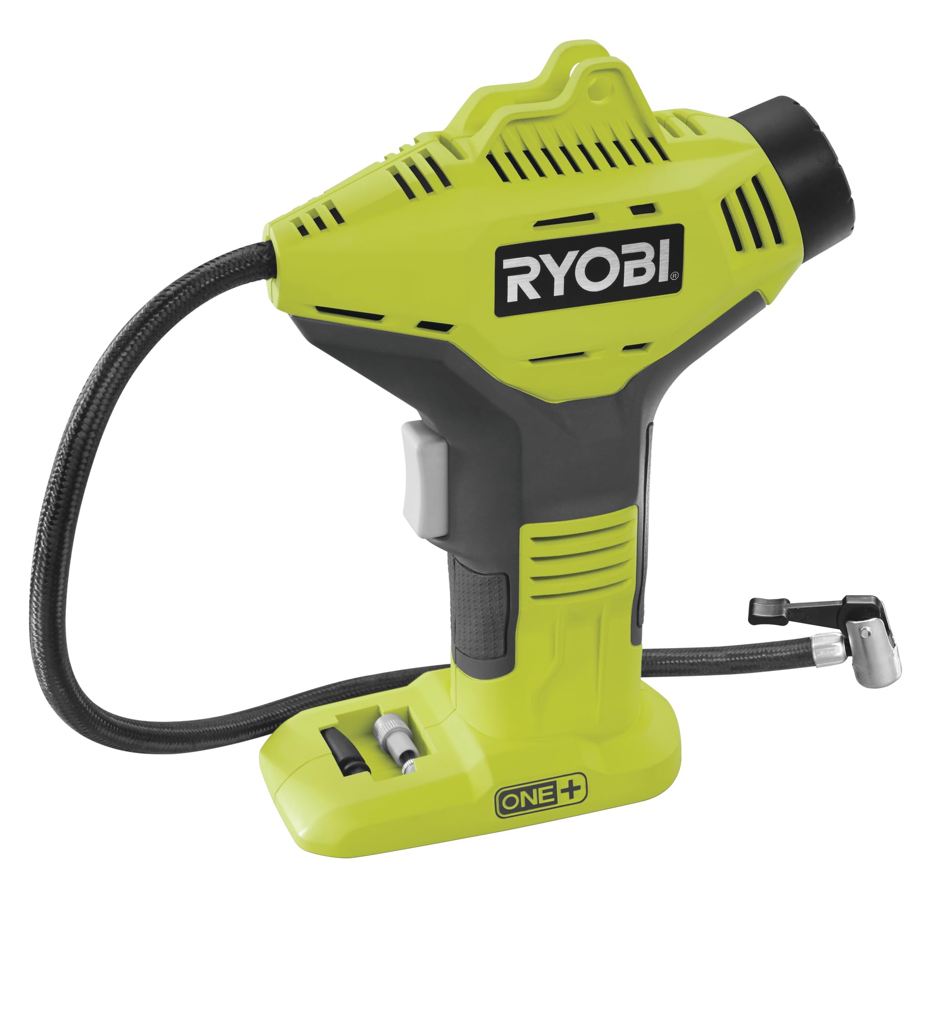RYOBI - Gonfleur sans Fil 18V One+ R18PI-​0 – Pression Jusqu'à 10,​3 Bars, Compact, Embouts Inclus – Gonflage Rapide Pneus, Ballons, Matelas – Batterie Non Incluse