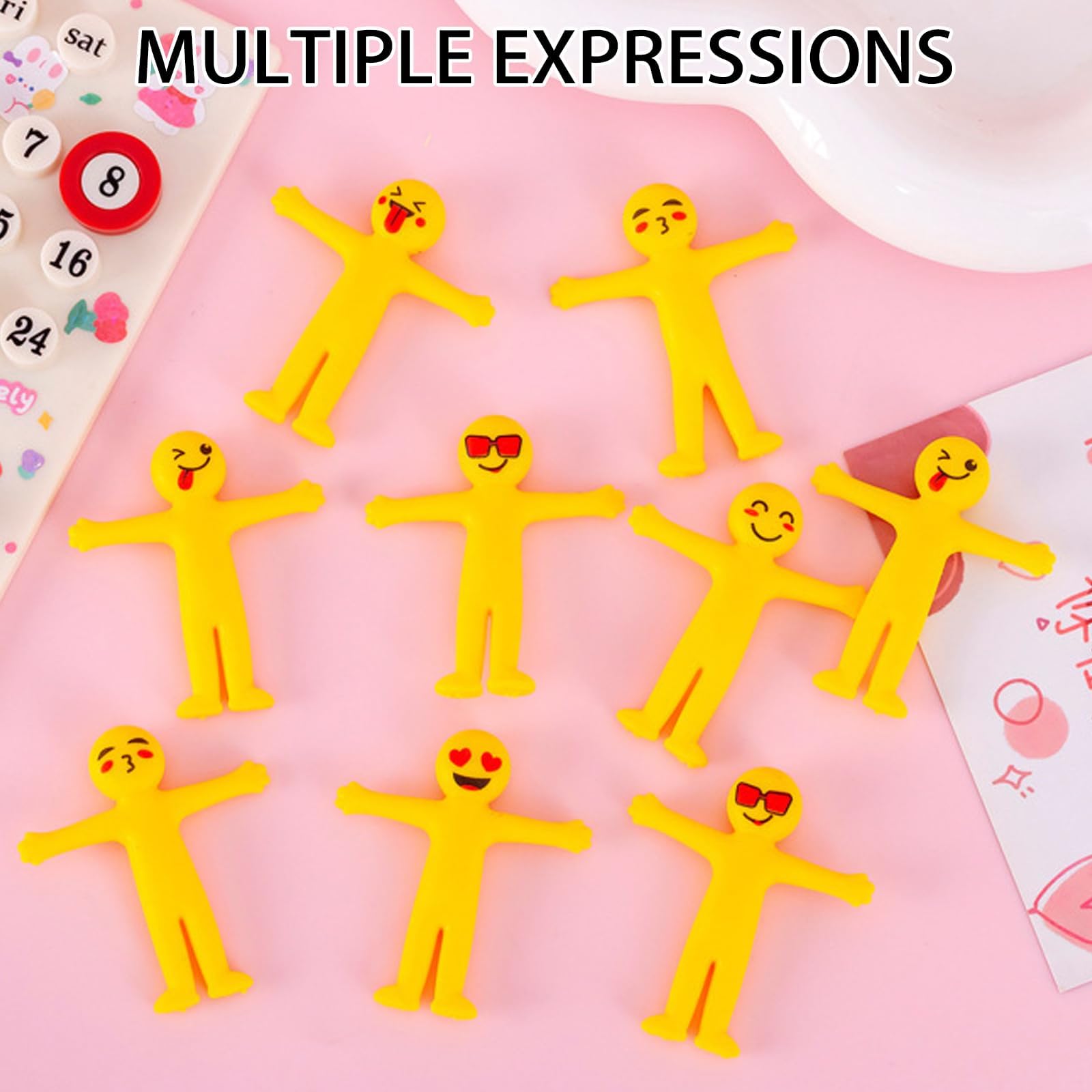 10 PCS Taba Squishy,Sticky Balls, Stretchy Bendable Man, Stress Relief Squeeze Toys, Yellow Sticky Little Character, Emoji Pack, Suitable for Classroom Rewards, Lucky Draw Prizes, Relax Your Mood 1