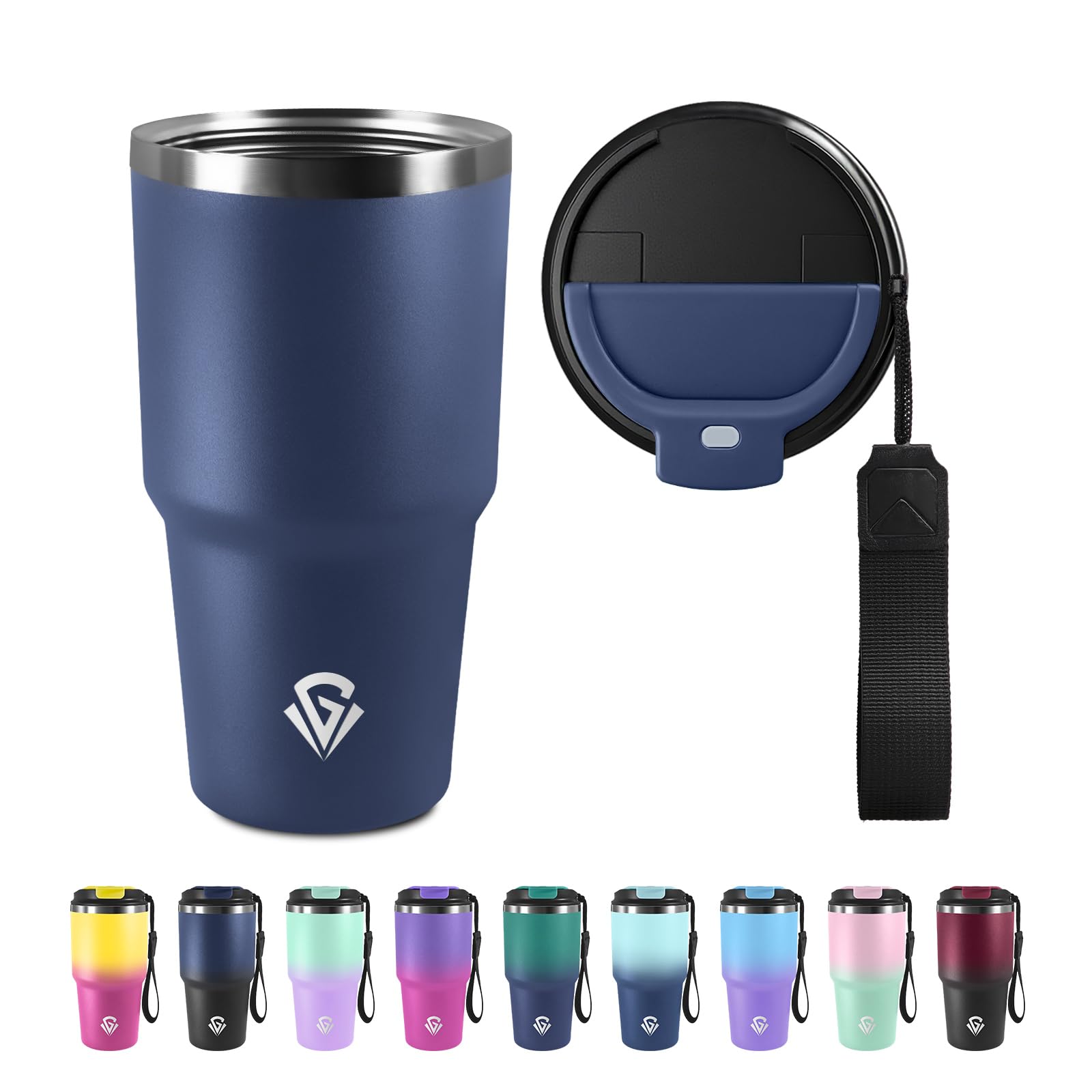 Insulated Travel Mug 600 ml Stainless Steel Travel Mug with Lid Leak-Proof Coffee Cup with Drinking Hole BPA-Free Coffee-to-Go Cup Car Mug