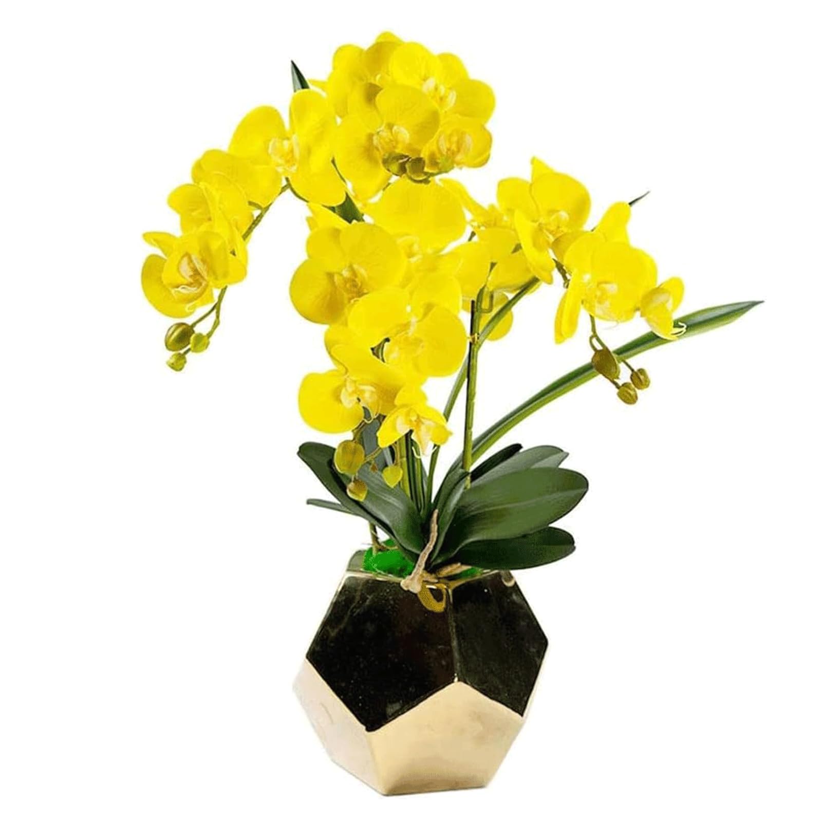 Ngdfgr As Known Faux Orchids Yellow Artificial Orchid Polyurethane Artificial Flower Ceramic Vase Artificial Flowers Fake Floral