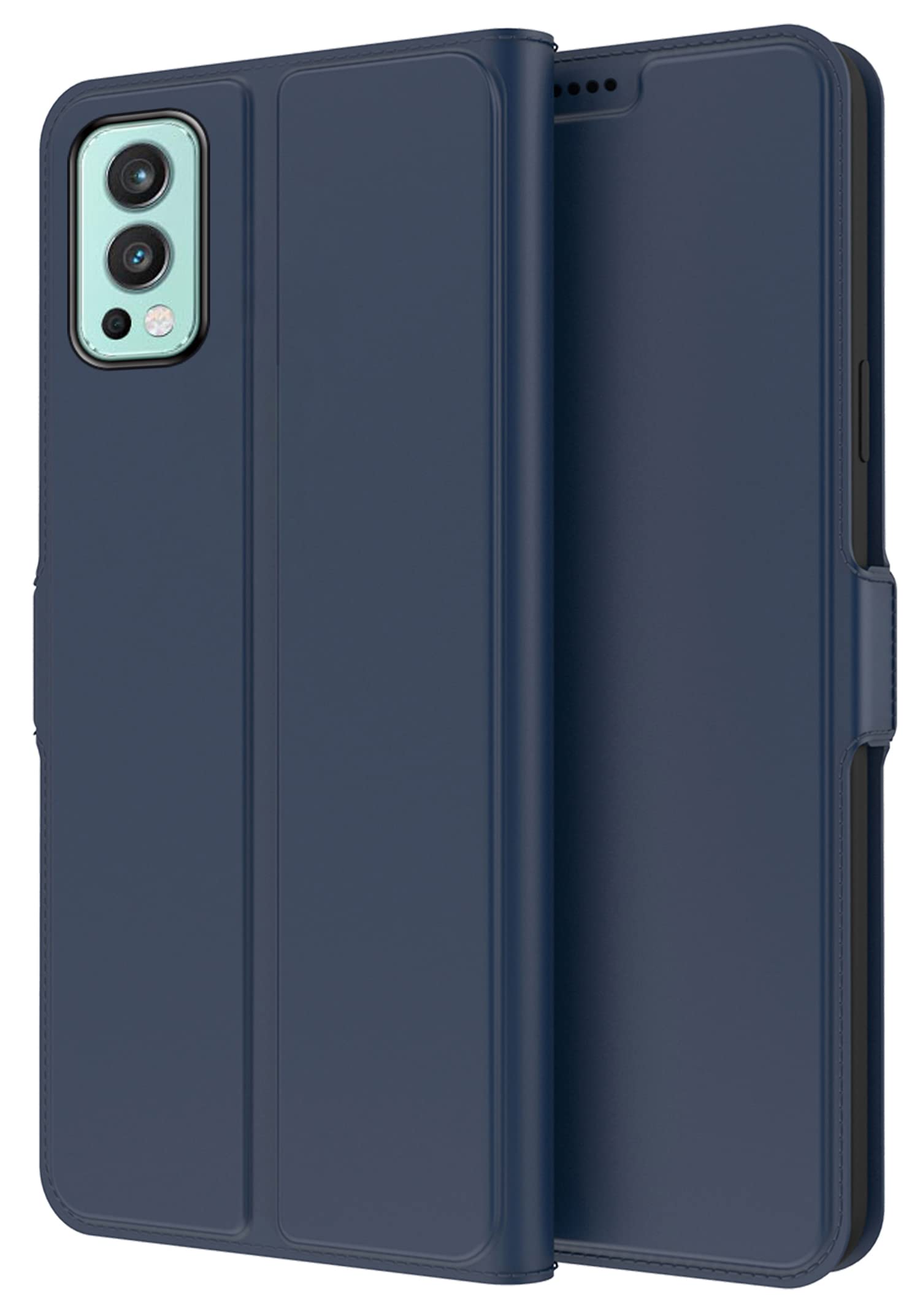 Kapa Noble Slim Flip Cover for OnePlus Nord 2, Magnetic and Card Holder Stand Leather Flip Wallet Case (Blue)