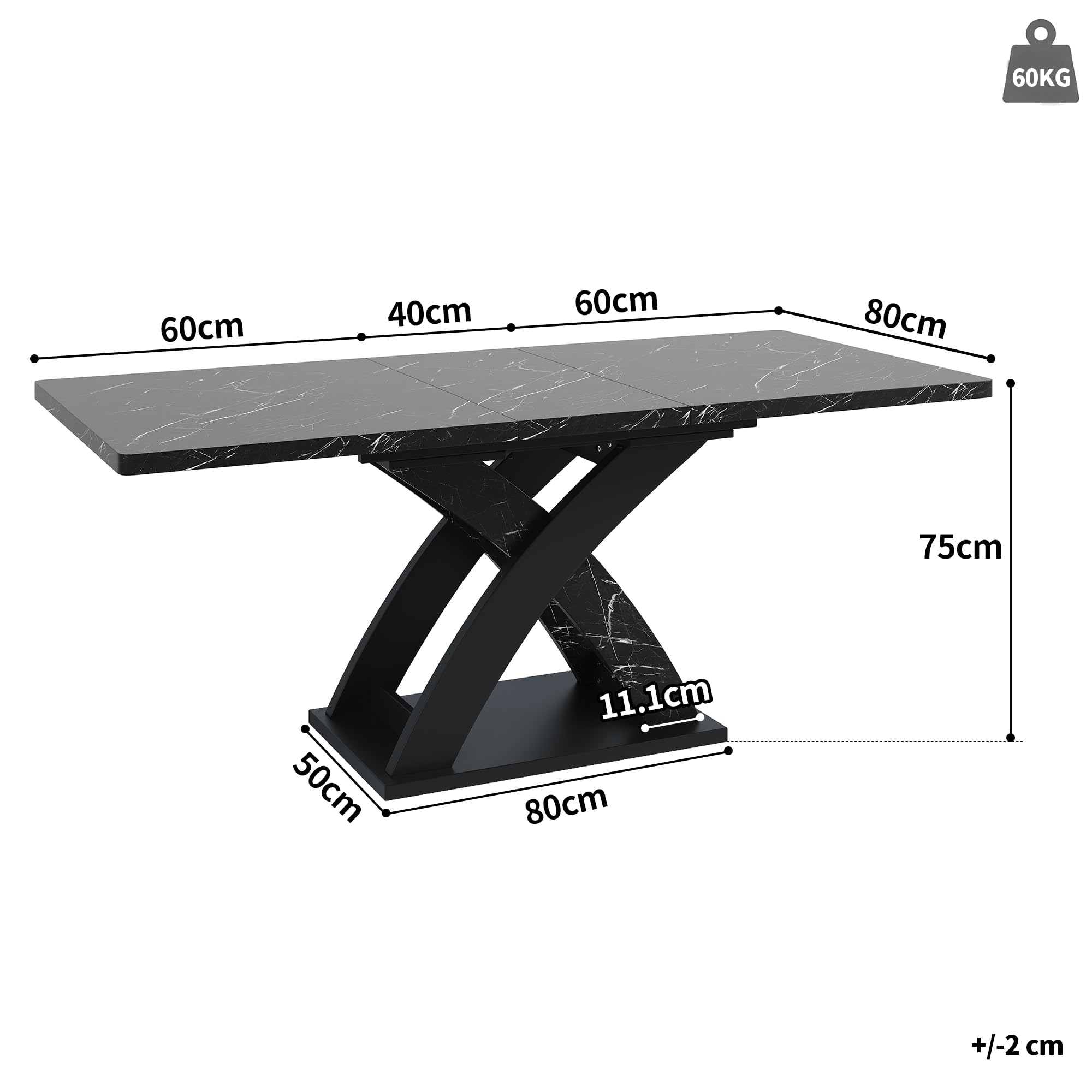 Tavolo da pranzo allungabile, tavolo da cucina, tavolo da pranzo allungabile, 120-160 cm, può ospitare fino a 6 persone