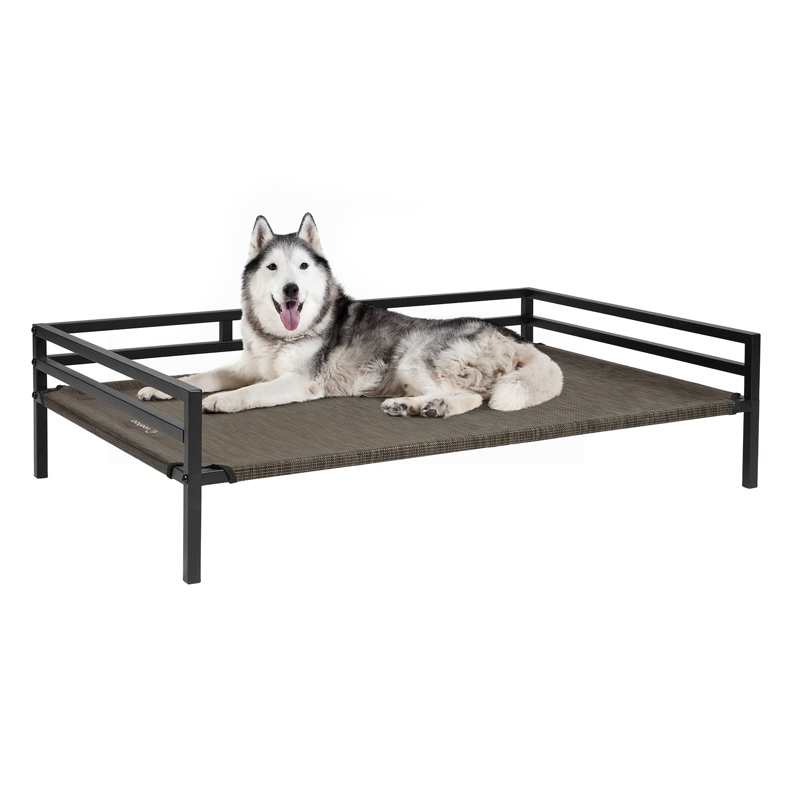 Veehoo Metal Elevated Dog Bed, Cooling Raised Pet Cot with Chew Proof and Washable Textilene Mesh, No-Slip Feet and Stable Rustless Frame for Indoor & Outdoor, Large, Brown