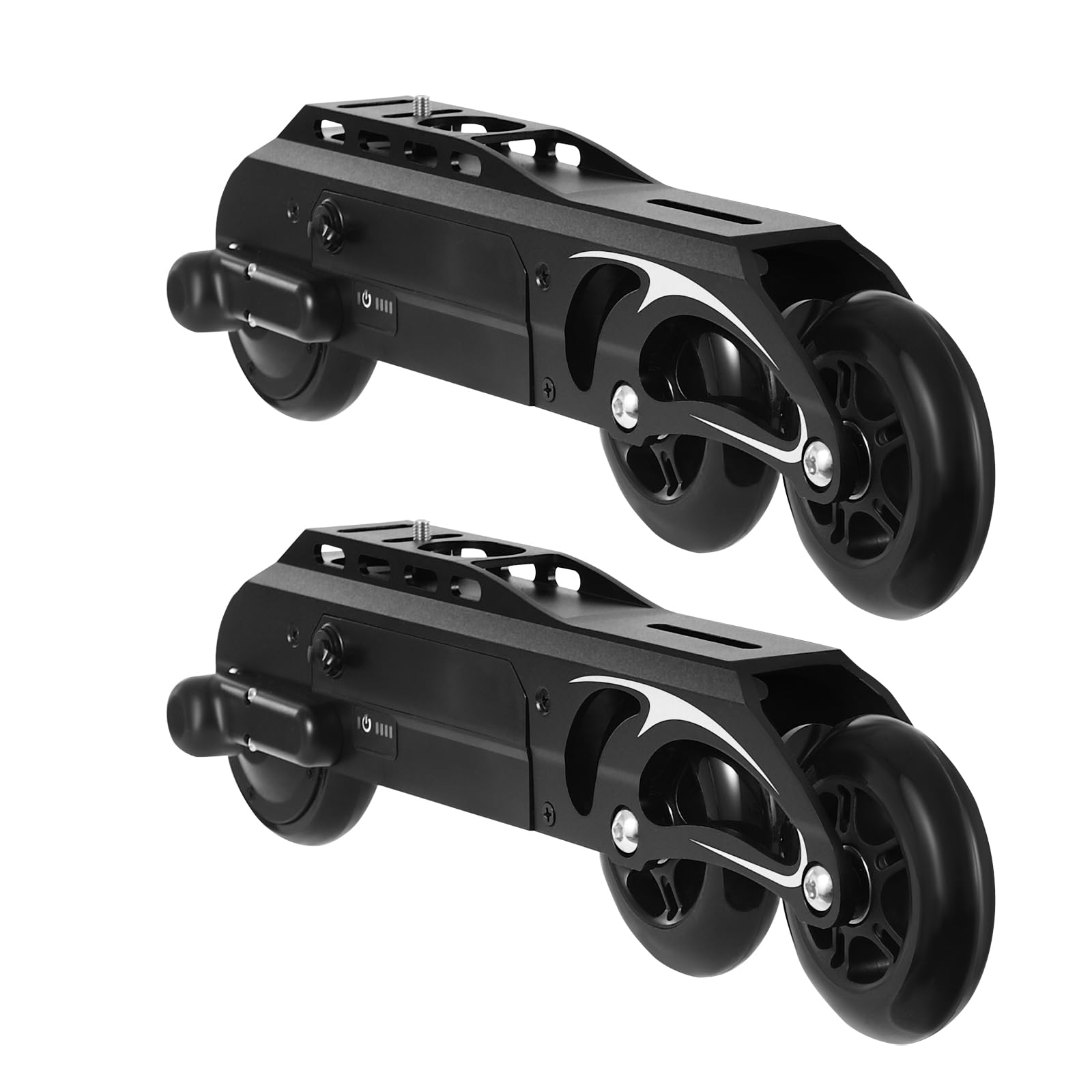 Telaio elettrico Inline Skate con 3 ruote, accessorio per pattini a rotelle E-Inline con telecomando, adatto per ragazzi e ragazze nero-argento