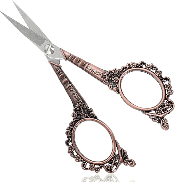 Embroidery Scissors, Small Sharp Sewing Scissors Stainless Steel, Vintage Craft Shears Scissors for Crafting Art Work Threading Needlework DIY Tools Knitting Everyday Use