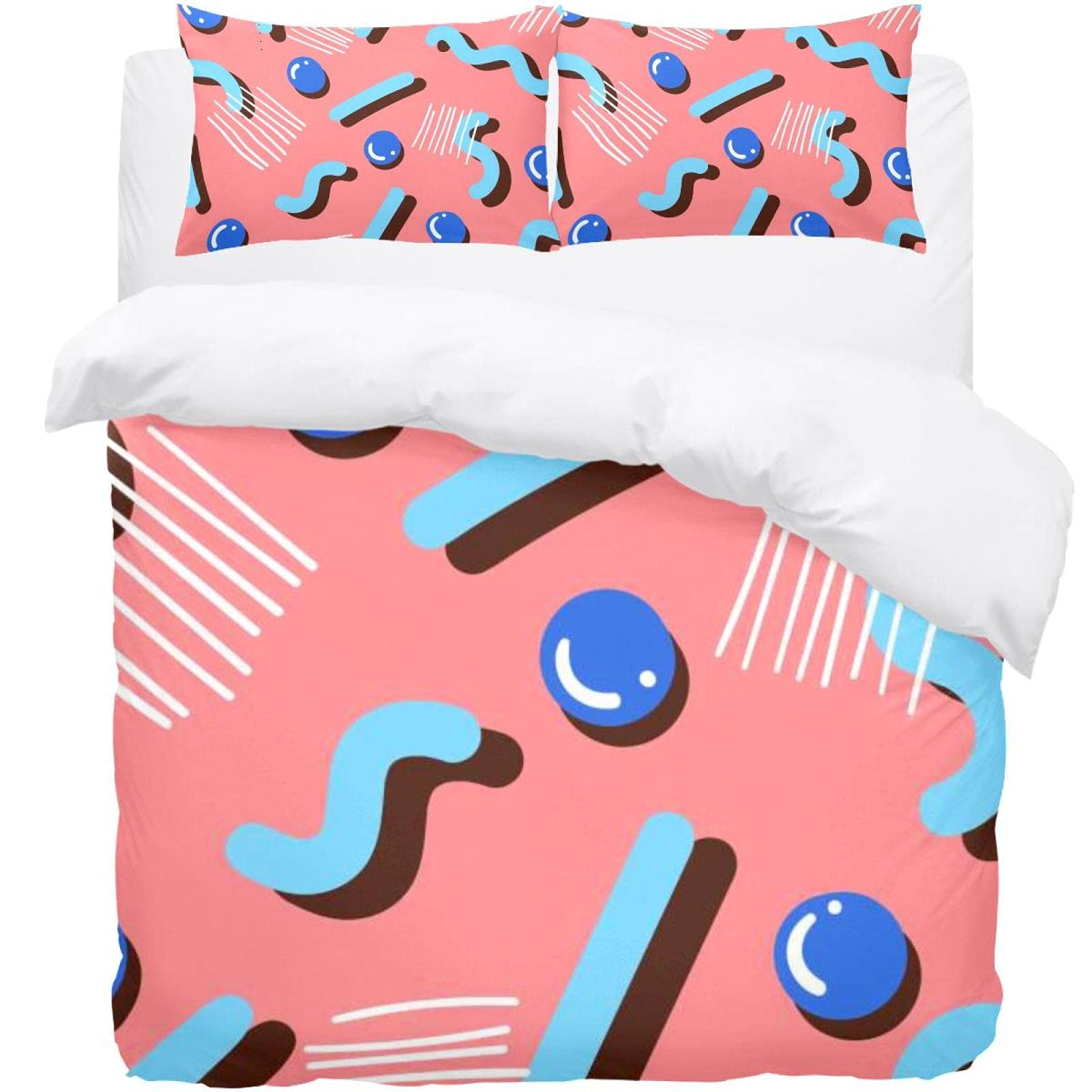 Housse de couette et taie d'oreiller géométrique douce pour lit adulte