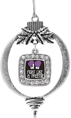 Miniatura 56 de Inspired Silver - My Vintage Initials - Adorno con dije de letra J - Adornos navideños cuadrados de plata con joyas de circonita cúbica