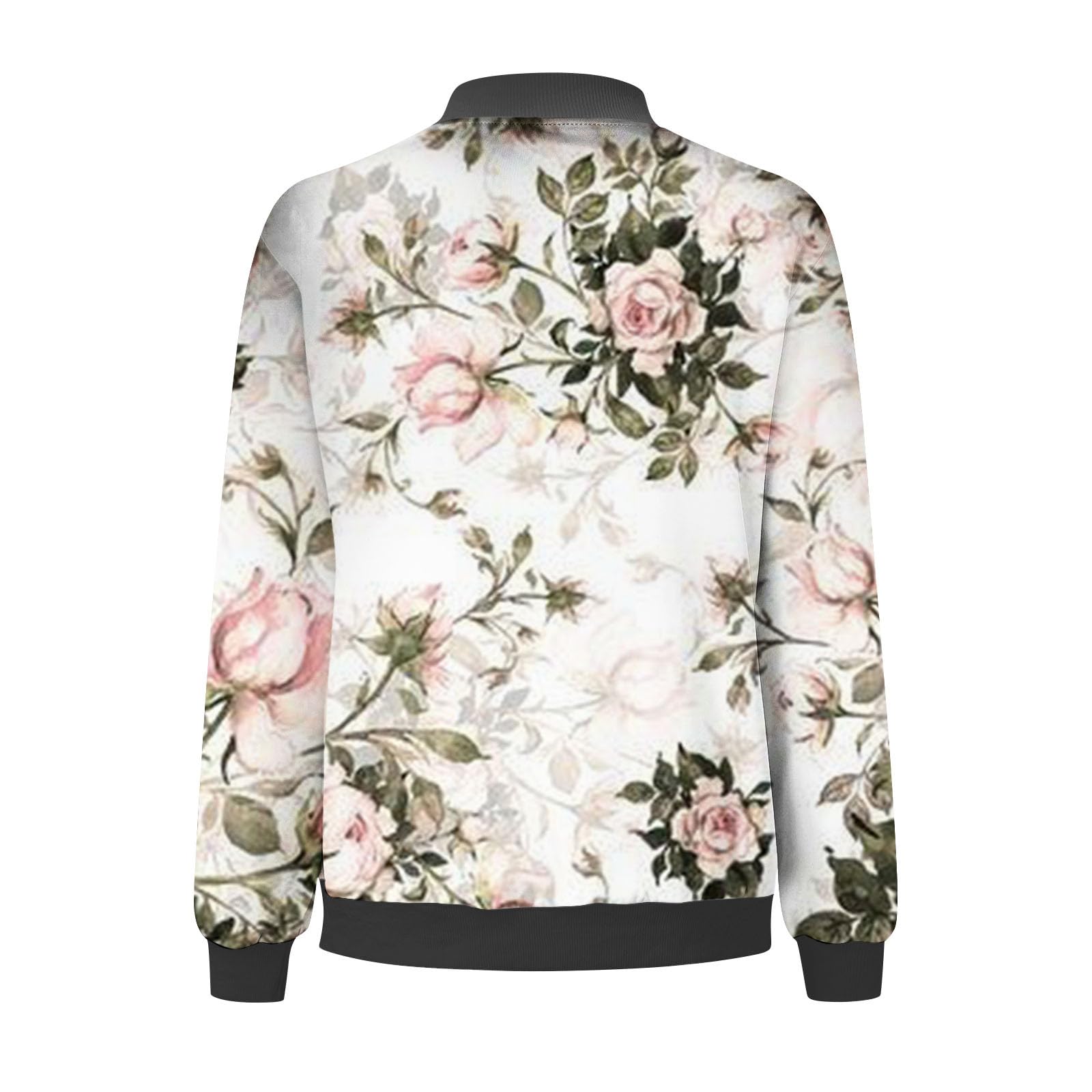 Chaqueta bomber para mujer, chaqueta de primavera con estampado de flores, chaqueta ligera de verano, cremallera corta, chaqueta piloto, chaqueta blusón, manga larga delgada, chaqueta de entretiempo