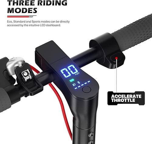 Miniatura 5 de MoNiBloom E-Scooter Scooter eléctrico con pantalla LED y aplicación Bluetooth, scooter plegable portátil para adultos y adolescentes