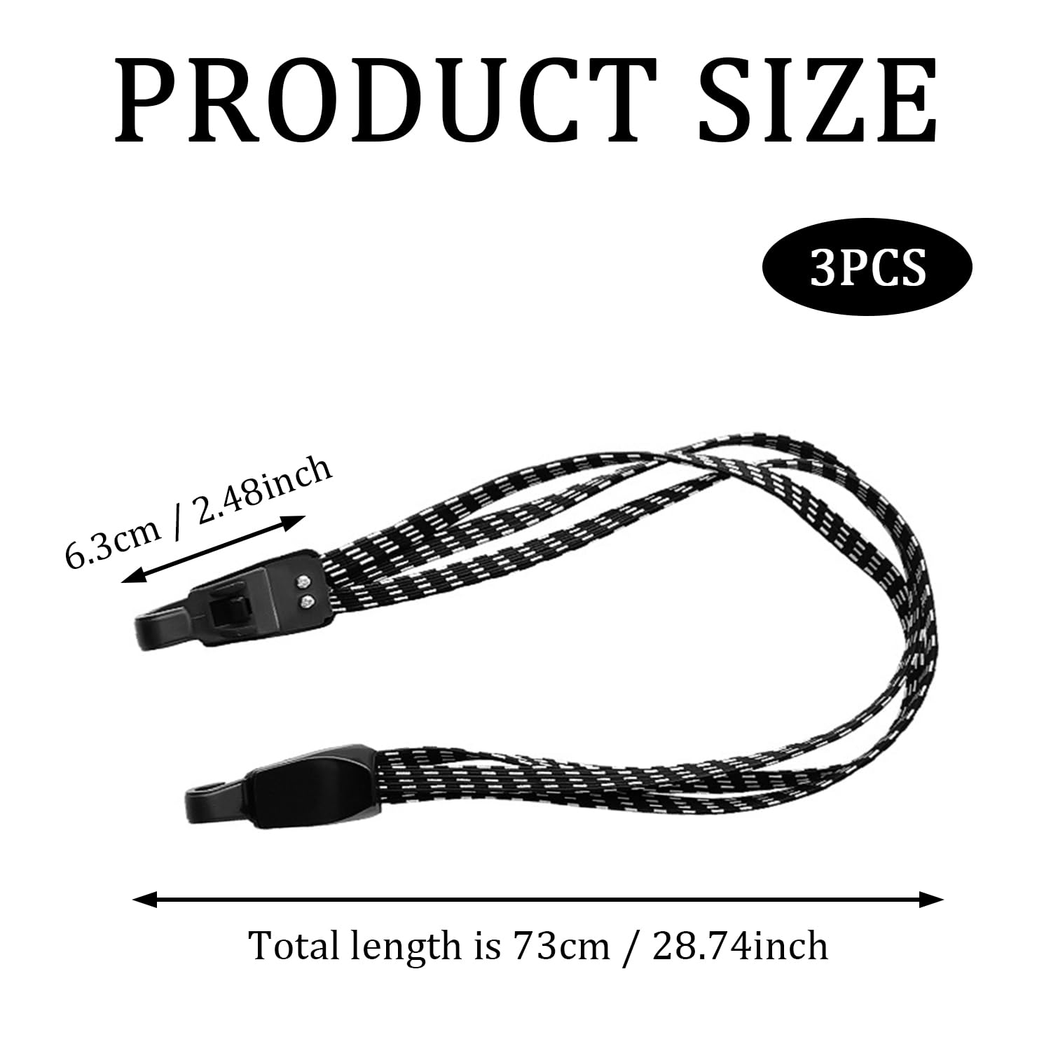 SYEYCW 3 Pcs Bicycle Luggage Straps, 73cm Elastic Bike Straps with Hooks, Elastic Adjustable Bike Lock Luggage Rope - Image 2