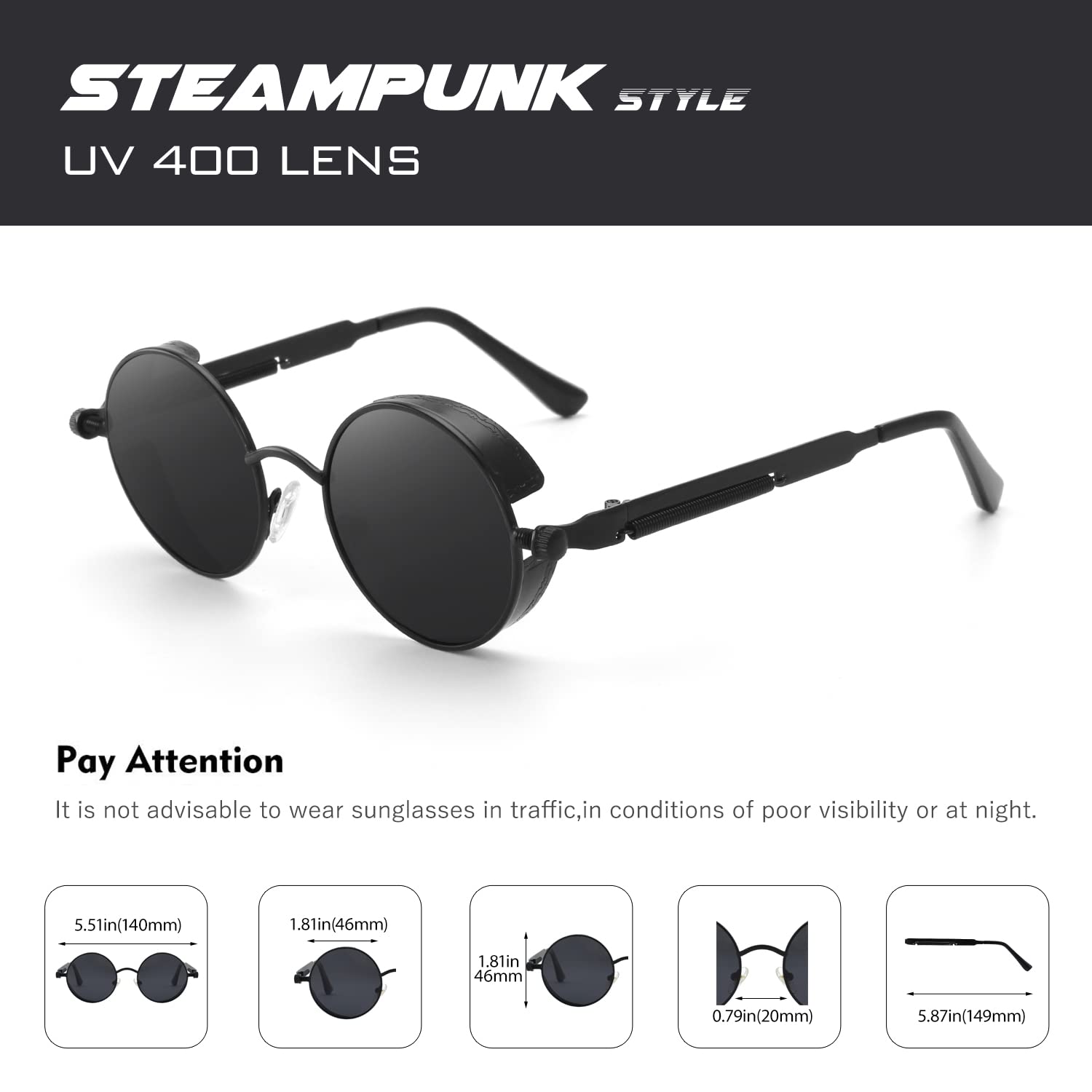 CGID Retro Round Polarized Sunglasses – UV400 Protection, Metal Frame, Hippie Style – For Men & Women, Multiple Colors