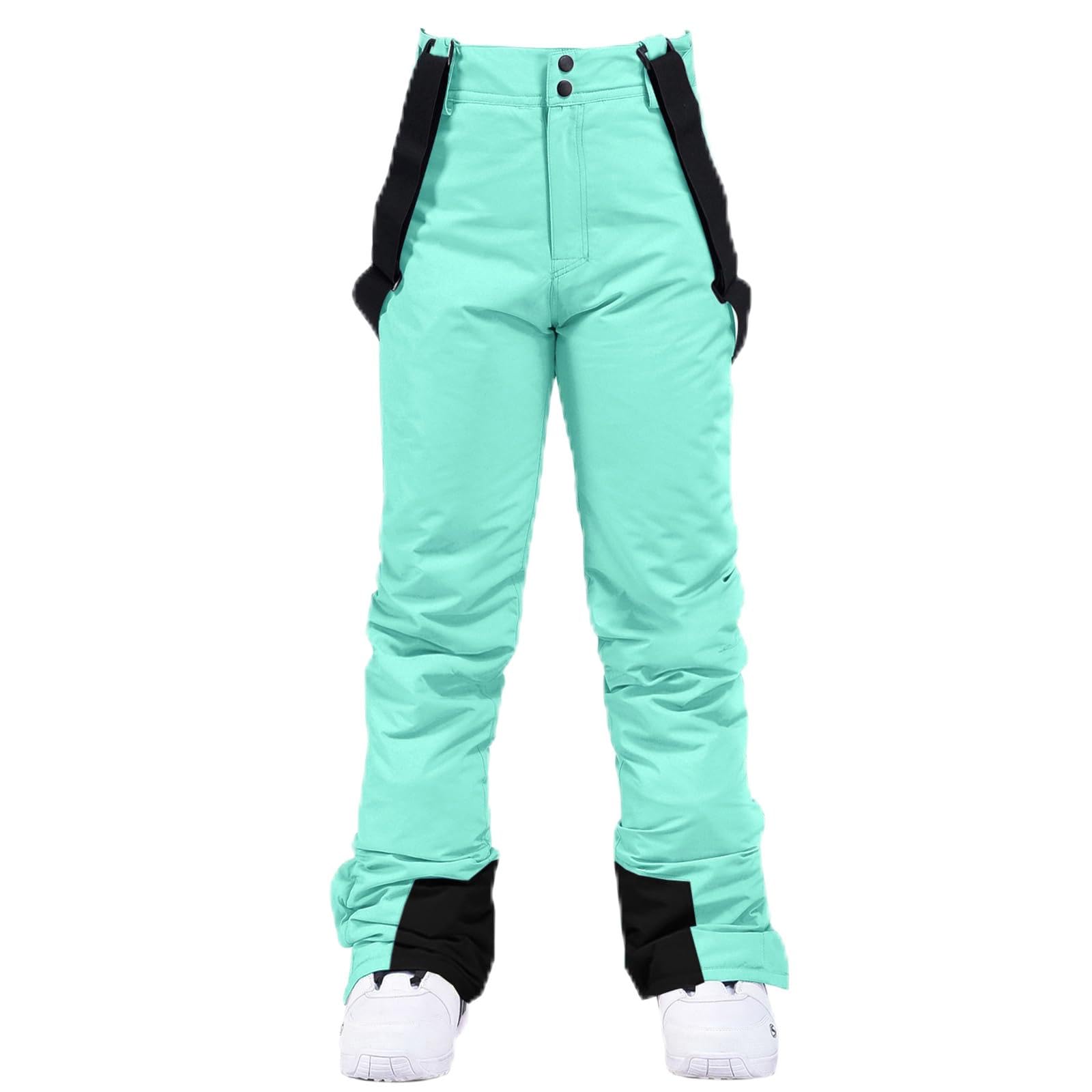 ALSOGO Isolierte Schneehose für Damen, Winter, warm, Skihose, Outdoor, wasserdicht, Snowboard-Lätzchen mit abnehmbarem Hosenträger