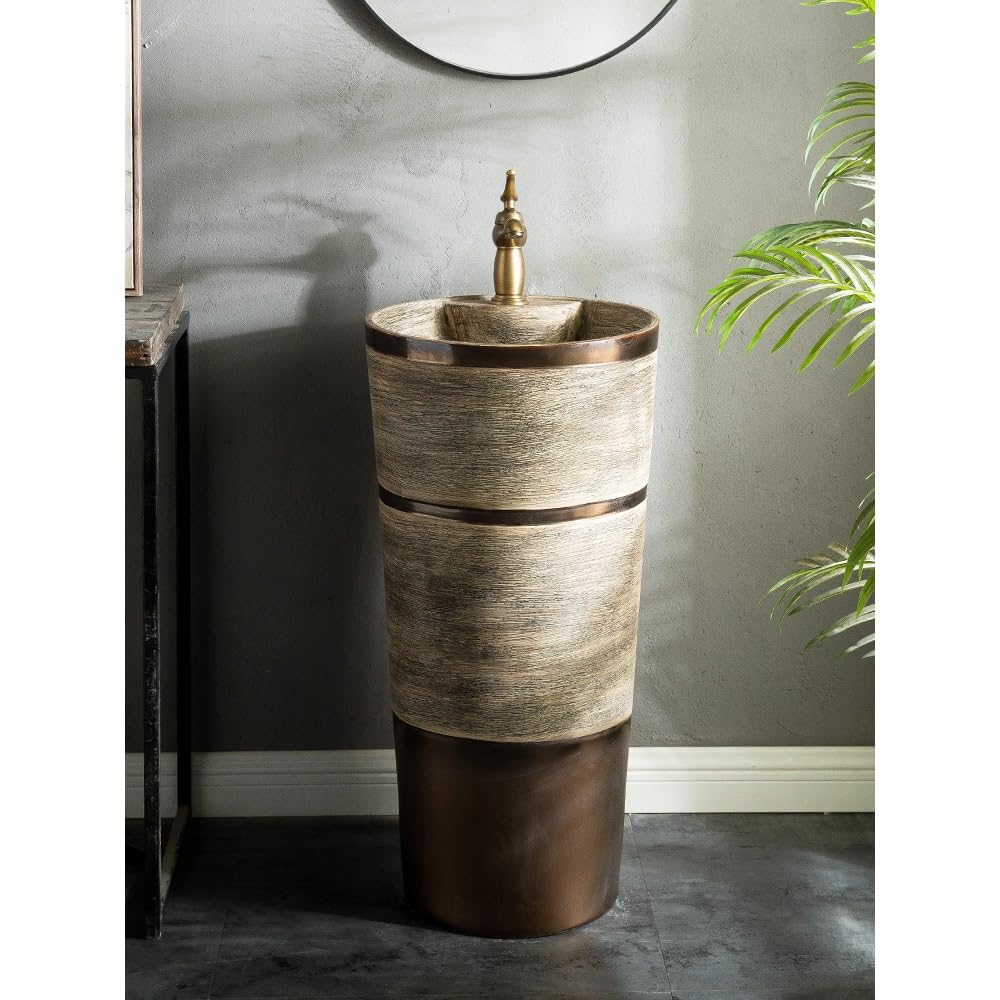 Standwaschtisch Retro Gold Säulenwaschbecken Säulenwaschbecken Integriertes bodenstehendes Säulenwaschbecken Waschbecken Außenwaschbecken Garten Standwaschtisch für Badezimmer