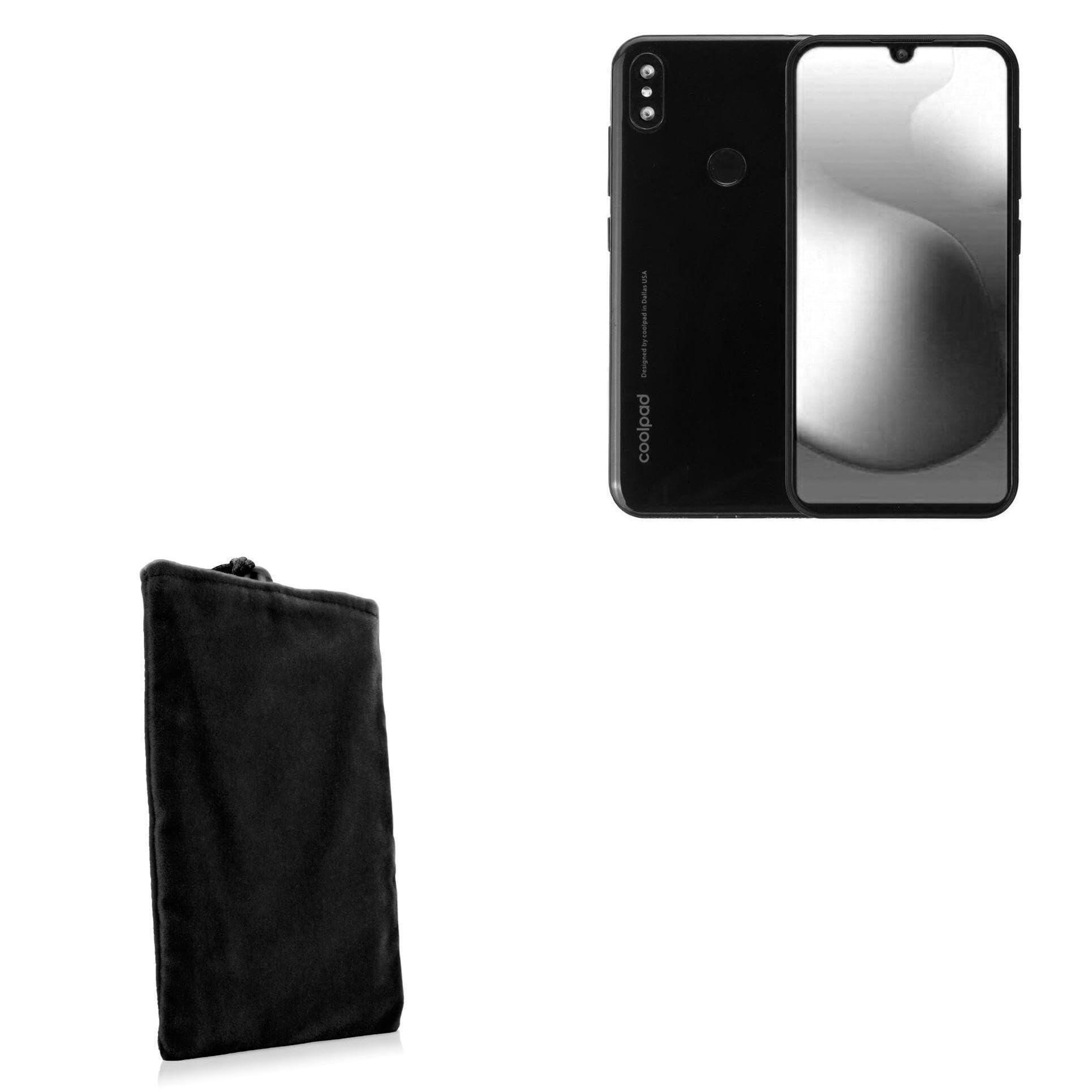BoxWave Case Compatible with Coolpad N5 Lite - Velvet Pouch, Soft Velour Fabric Bag Sleeve with Drawstring - Jet Black