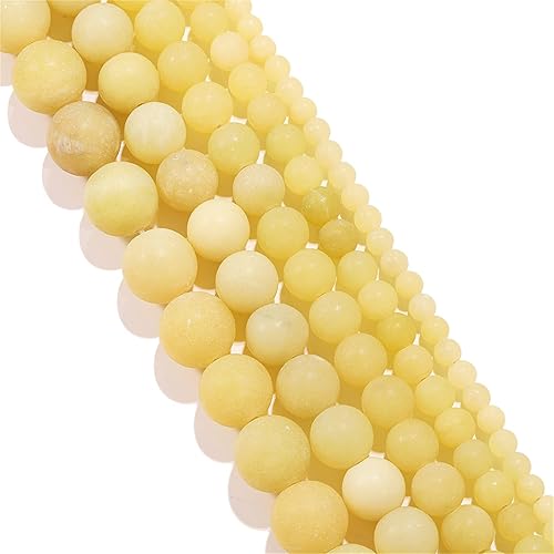 Miniatura 6 de Cuentas de piedra de ágata de jade limón mate natural de 0.472 pulgadas (0.472 in) de jaspe esmerilado, cuentas redondas sueltas de piedras