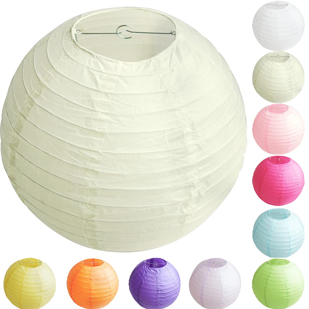 Time to Sparkle Tissue Paper Round Lanterns LampShade Lamp Shade Wedding Birthday Party Decoration | Light Pink, 8"(20cm) | — view 39