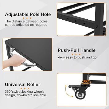 Demao 3-Tier Metal 3D Filament Organizer Shelf Black, 3D Printer Filament Storage Rack with Wheels, Holds 40x1kg Spool and Small 3D Printer - Perfect for Office, Home, Studio