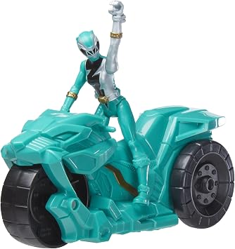 Power Rangers Dino Fury Rip N Go Sabertooth Battle Rider and Dino Fury Green Ranger 6-Inch-Scale Vehicle and Action Figure, Toys for Kids