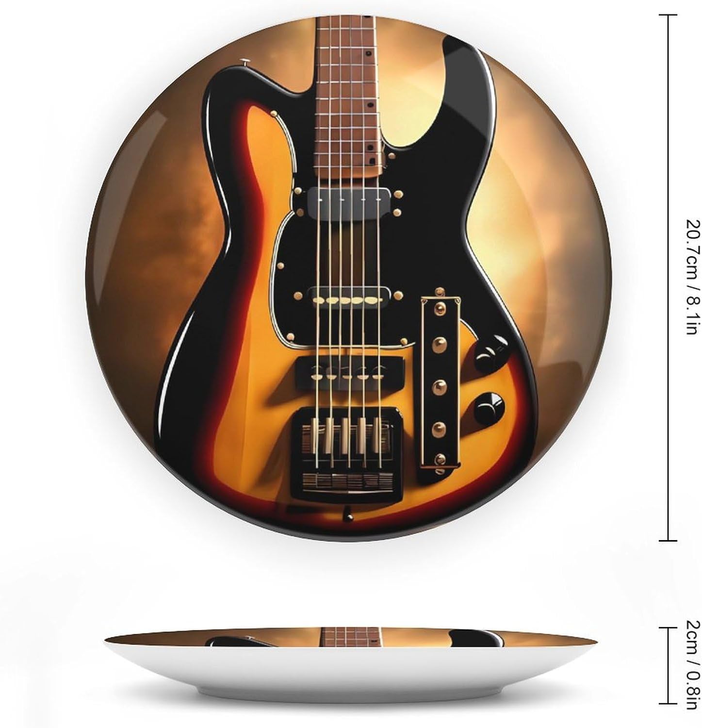 Instrumental Guitar Ceramic Decorative Plate Bone China Decorative Plates with Display Stand Dinner Plates Art Crafts Ceramic Ornaments for Wall Hanging Decoration image 2