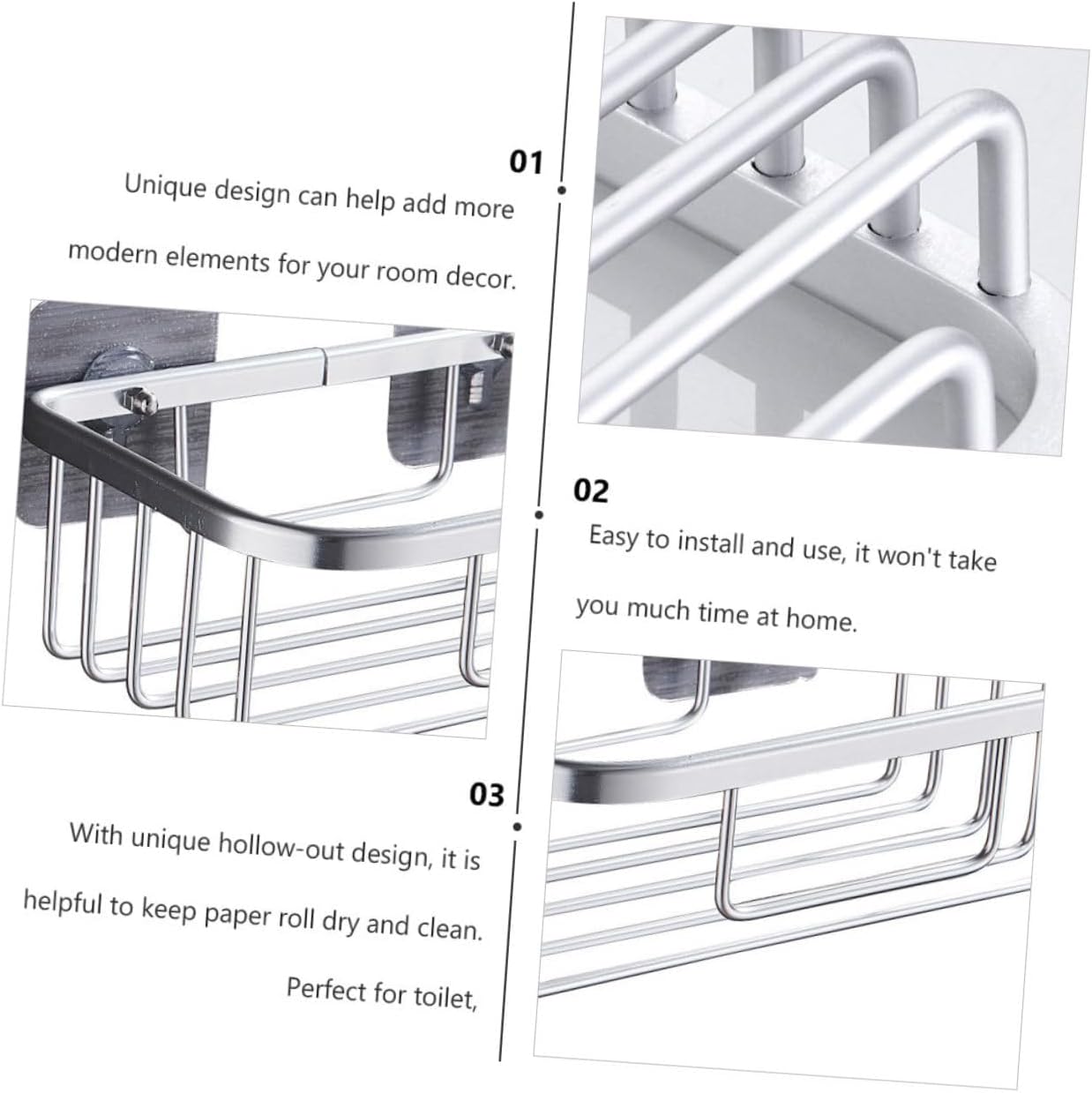Stainless Steel Wall - Mounted Toilet Paper Storage Basket, Bathroom Tissue Organizer for RV & Camper