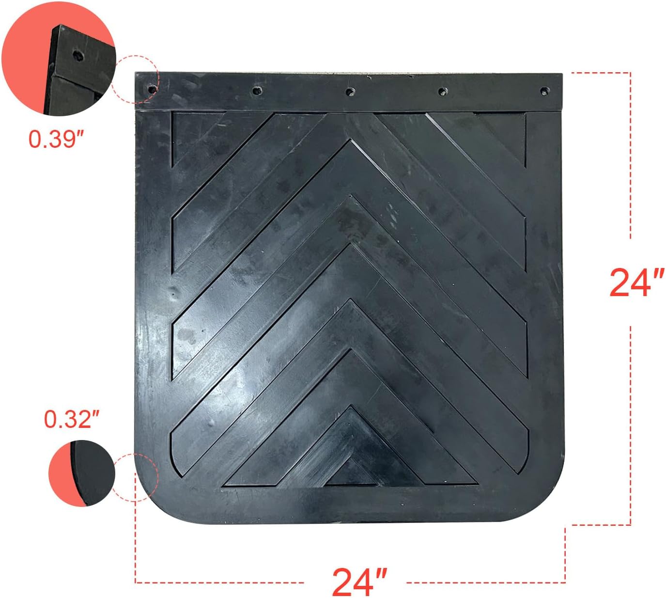 Adjustable 2" & 2.5" & 3.0" Receiver Hitch Heavy-Duty Mounted Mud Flap System, Universal 24x24 Inch Mud Flaps Fits for Most Types of Vehicles