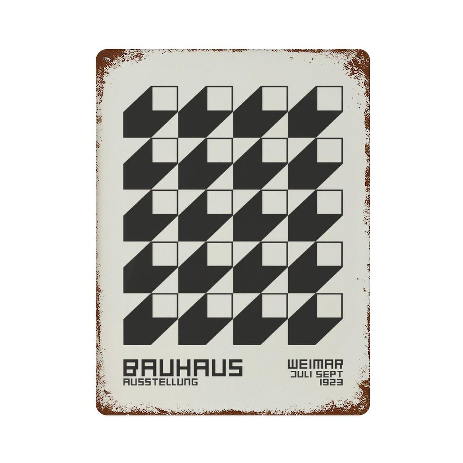 xiaoxiaoshen Bauhaus Exhibition Geometric Abstract Wall Decor Art Metal Tin Poster Modern Home Decor Art Home Bar Shop Decorations Vintage Sign 40x30cm