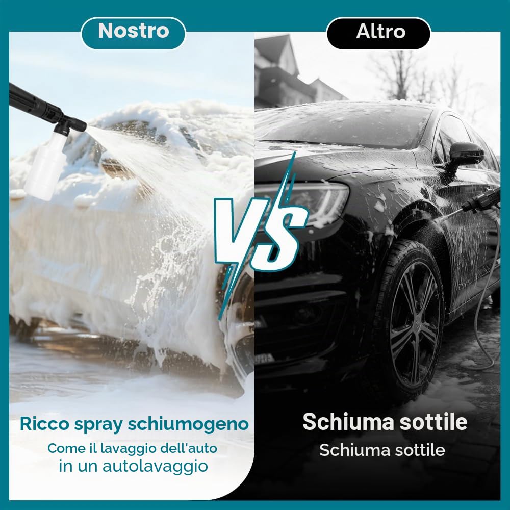 Yofidra Idropulitrice ad alta pressione, con lancia a schiuma e pistola ad acqua, pressione 100 bar, 1200 W, tubo da 5 m, per auto, casa e giardino, pressione elettrica