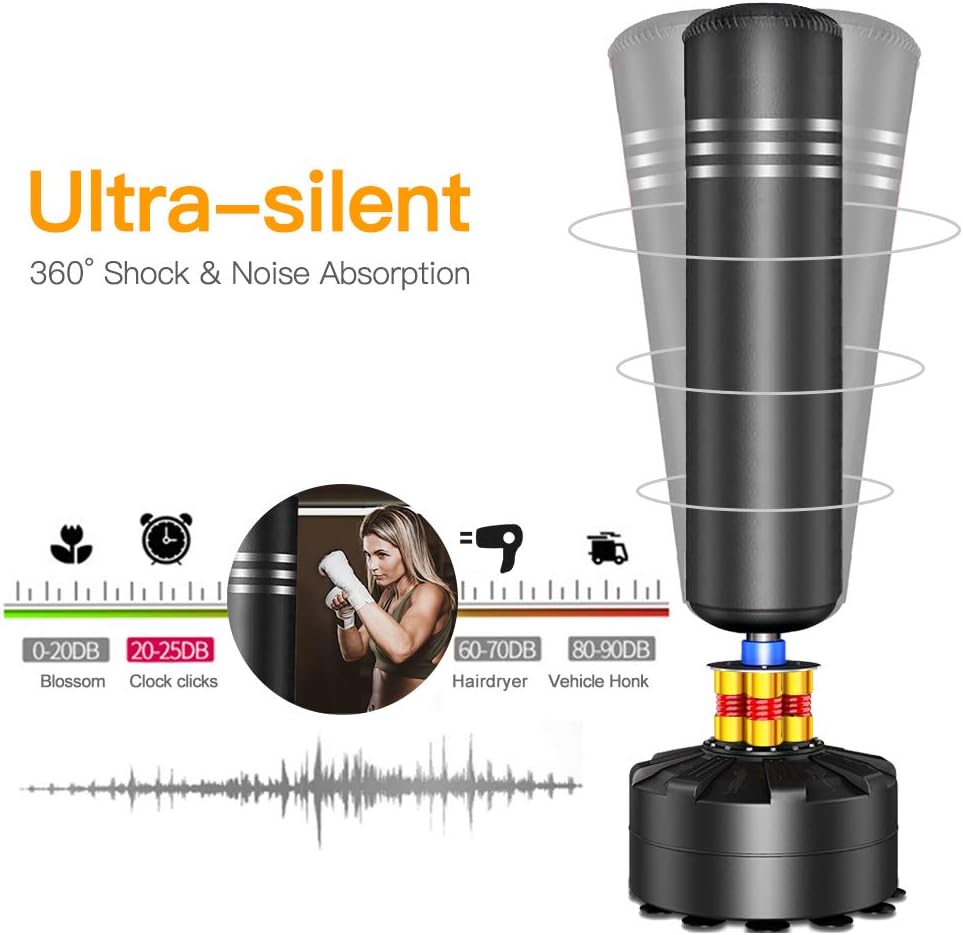 Dripex Freestanding Punching Bag, Punch Bag with Stand - Heavy Duty Boxing Bag with Suction Cup Base for Adults/Teens Kickboxing Bags for Home Gym MMA Boxing Training