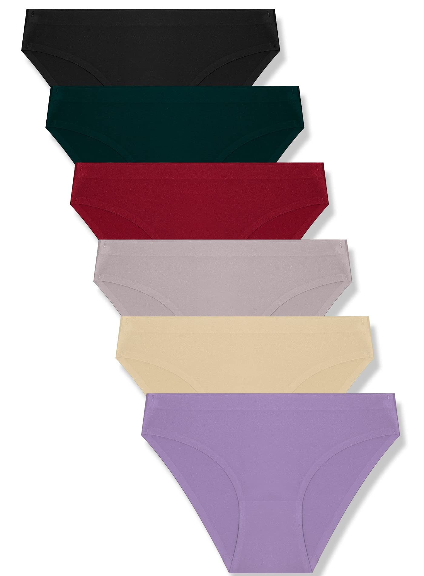 FINETOO 6er Pack Unterhosen Damen Seamless Slips Nahtlo Hipster Unsichtbare Unterhose Sexy Unterwäsche Bequem Dessous Frauen Panties Bikini Mehrpack XS-2XL