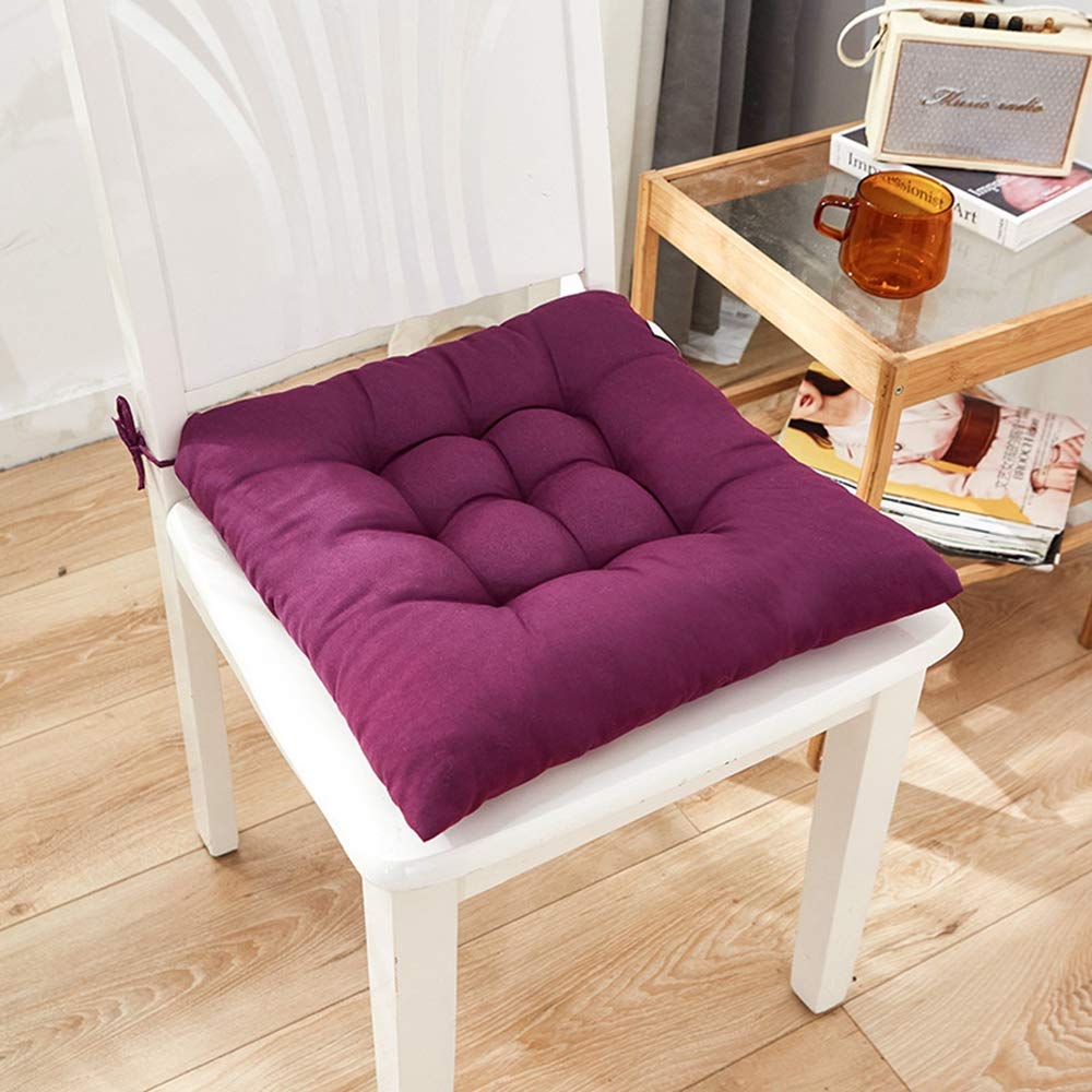 MinLia Soft Washable Removable Non-Slip Thickened Seat Cushion, Solid Color Brushed Chair Cushion Office Chair Pad Home Decoration(Purple)