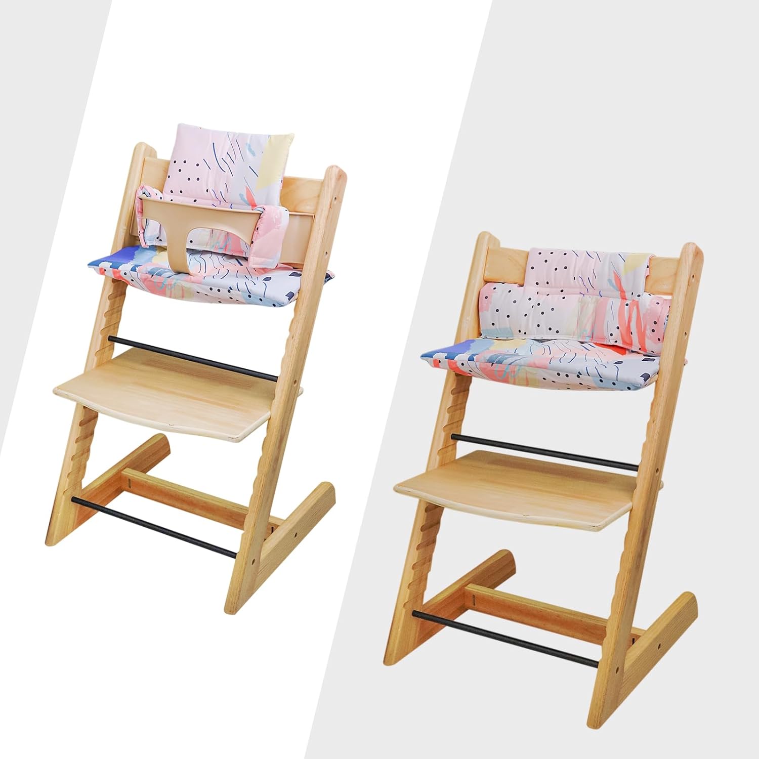 High Chair Cushion, Soft and Comfortable for Tripp Trapp High Chair Cushion, with Two High Chair Placemat, for Tripp Trapp Cushion Set Makes It More Comfortable for Baby (Colorful Patterns)