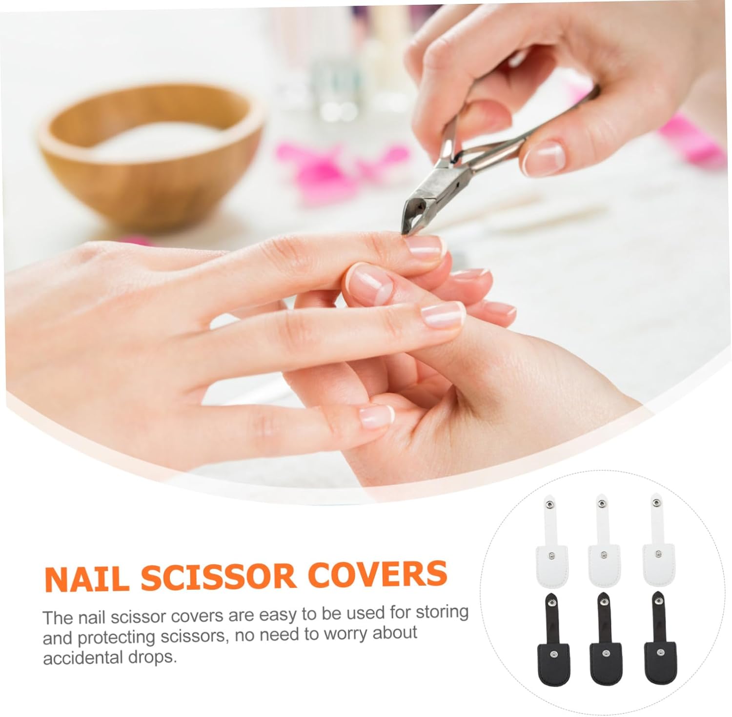 NUOBESTY 6pcs Nail Scissor Covers Durable Pu Sheaths for Cuticle Scissors Stylish Flexible Design Protects against for Manicure Tools