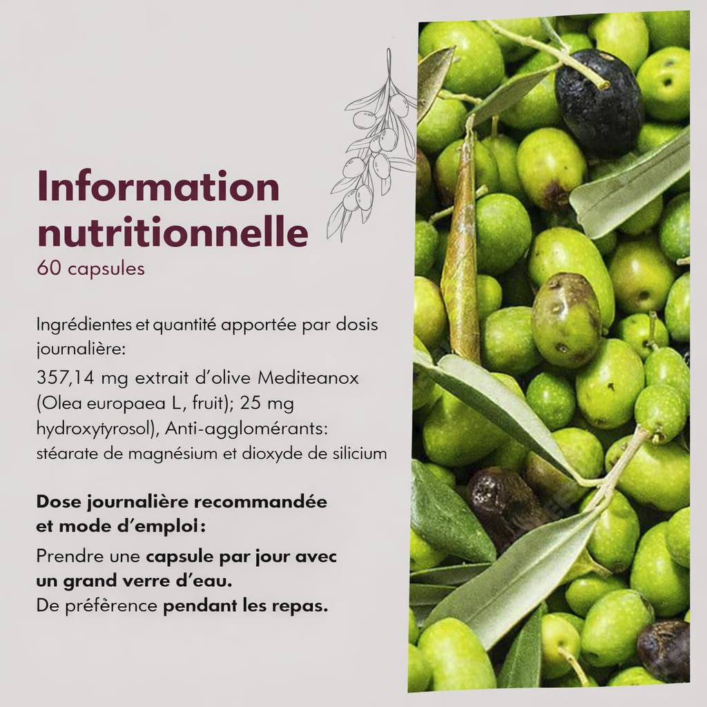 Granatum Plus | Extrait de Olive | Extrait de feuille d'olivier | Extrait de feuilles d'olivier | Hydroxytyrosol Plus | Complément alimentaire | Polyphénols naturels | (1 Boîte de 60 Gélules)